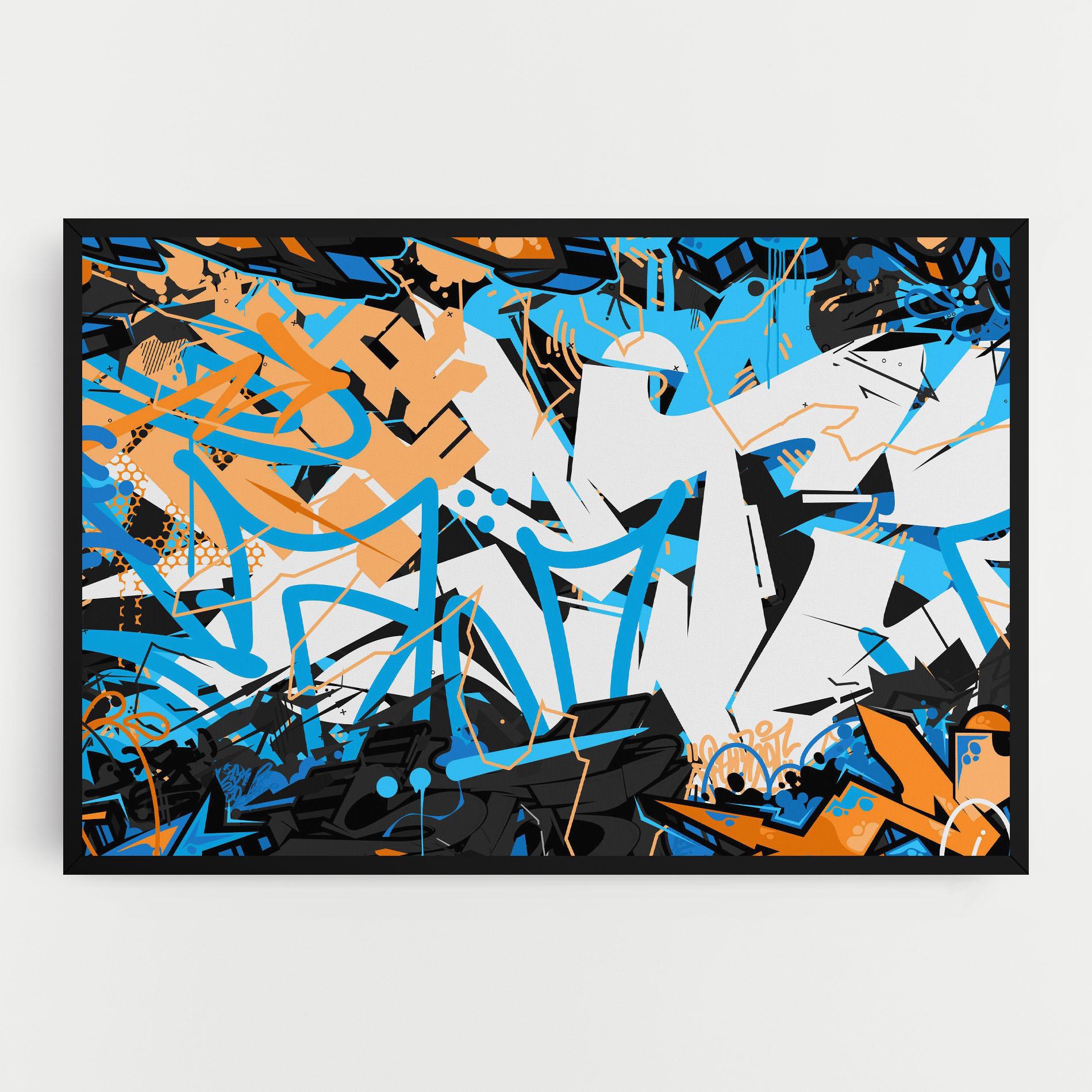 Картина на платно White Orange Graffiti mockup 0