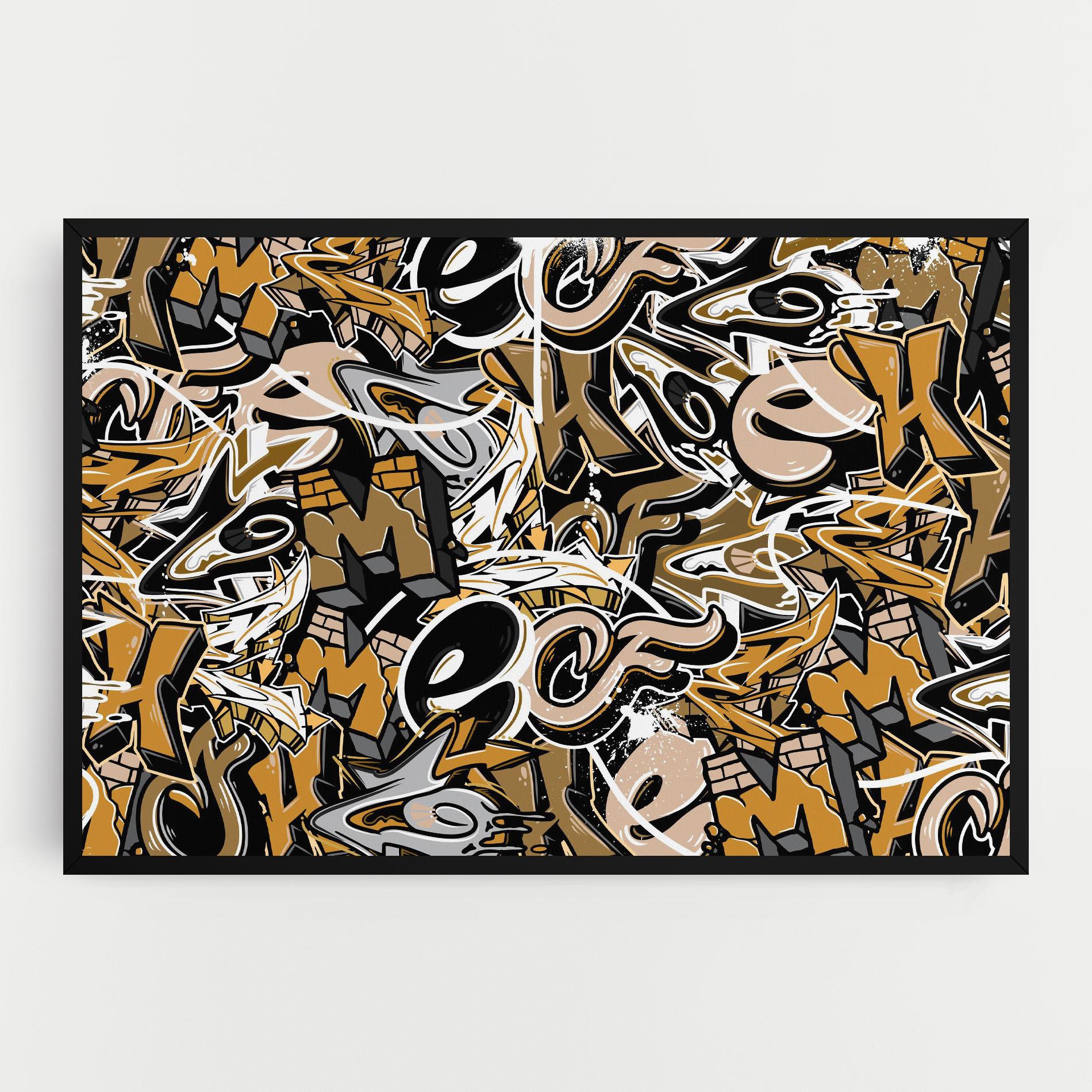 Картина на платно Yellow White Graffiti mockup 0