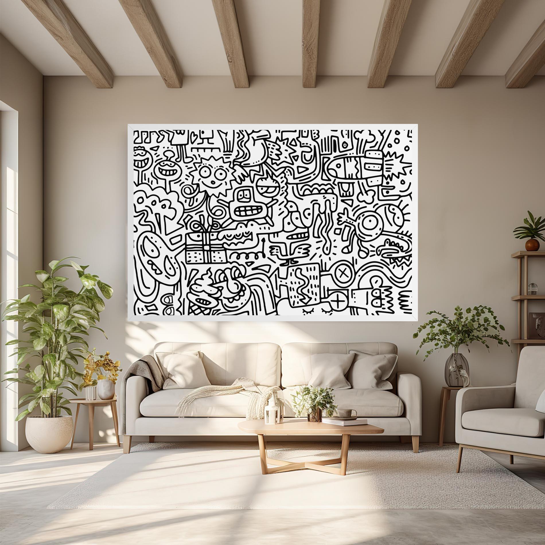 Картина на платно Doodle Black Line mockup 6