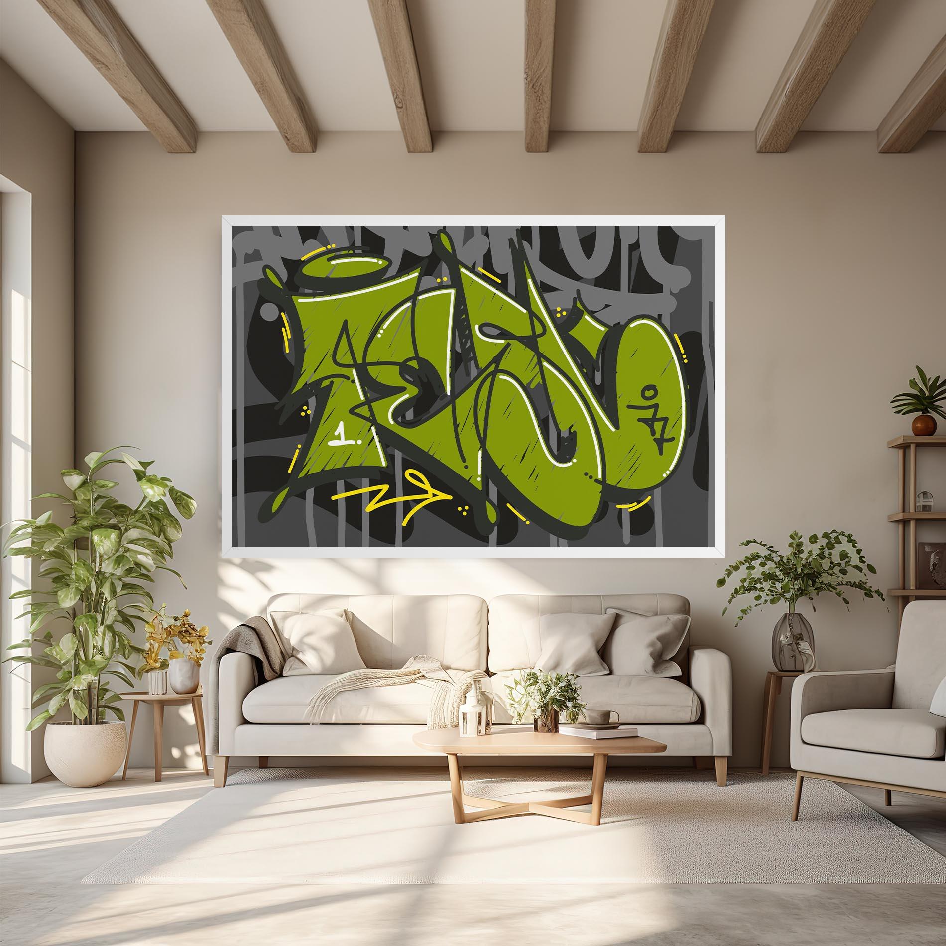 Картина на платно Green Grey Graffti mockup 6