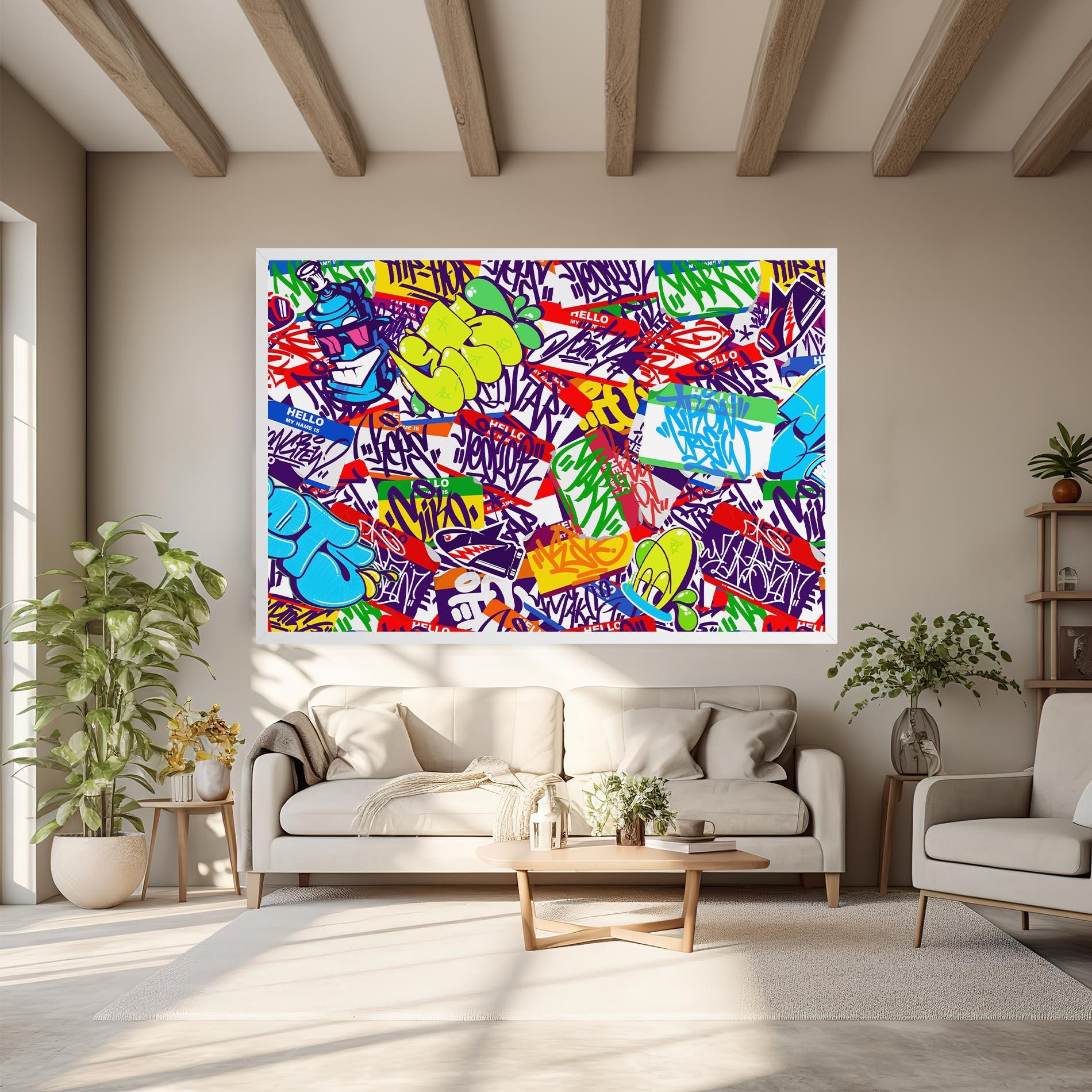 Картина на платно Hello Graffiti Name mockup 6