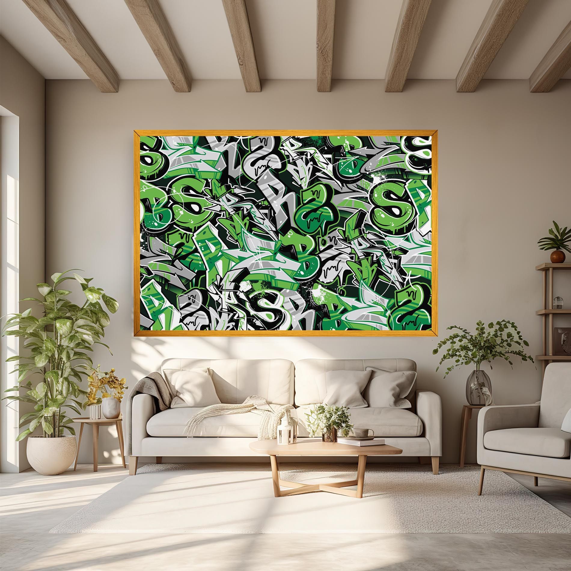 Green Graffiti Letters mockup 6