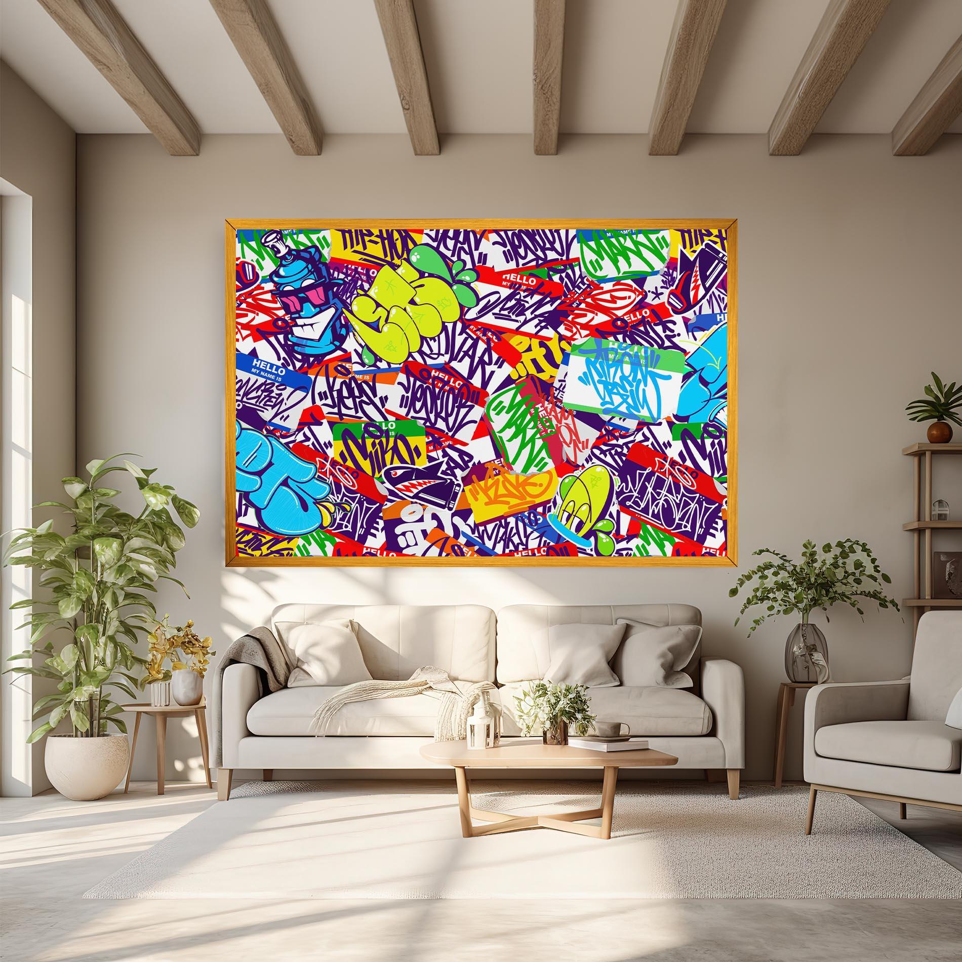 Картина на платно Hello Graffiti Name mockup 6