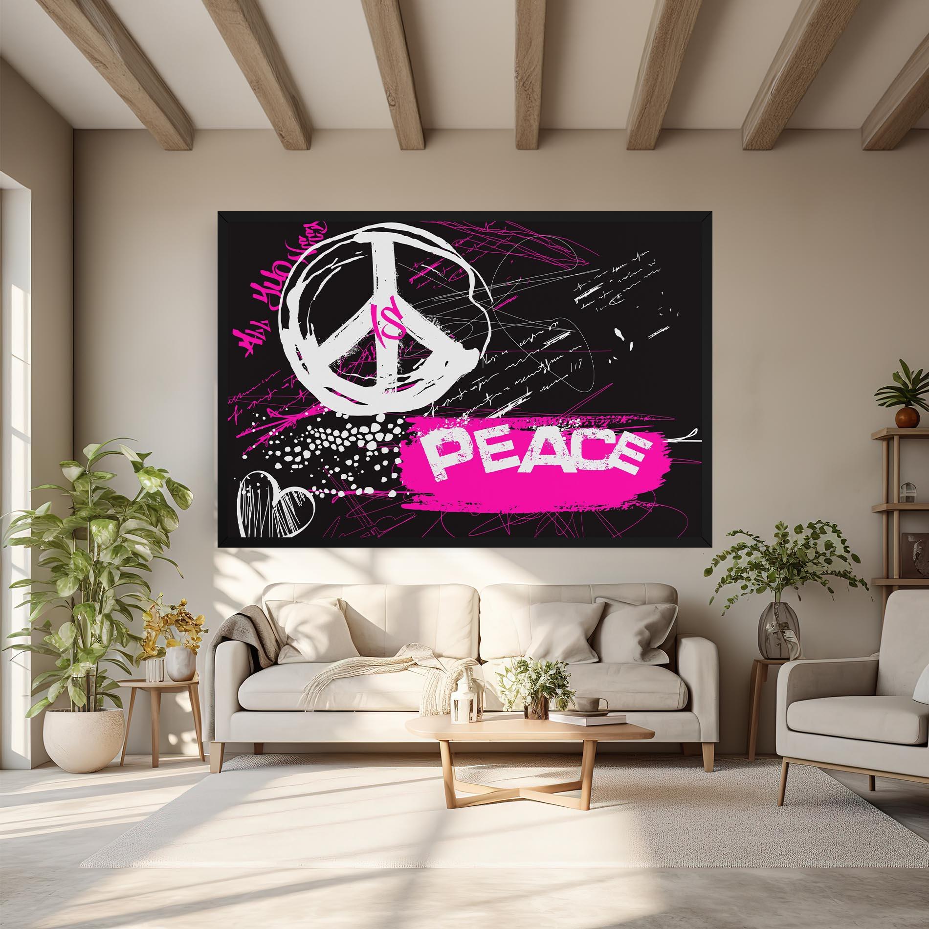 Картина на платно Graffiti Pink Peace mockup 6