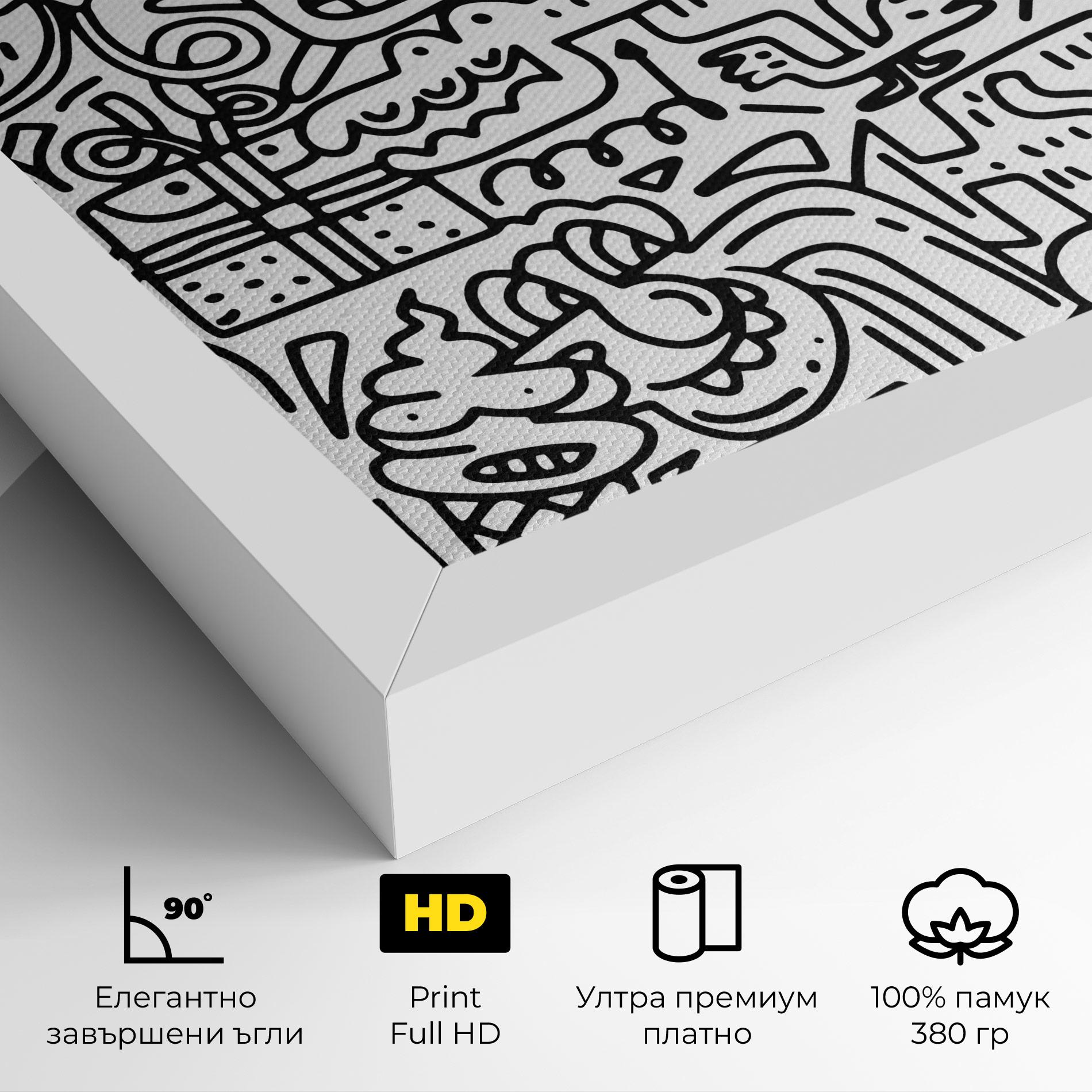 Картина на платно Doodle Black Line mockup 4