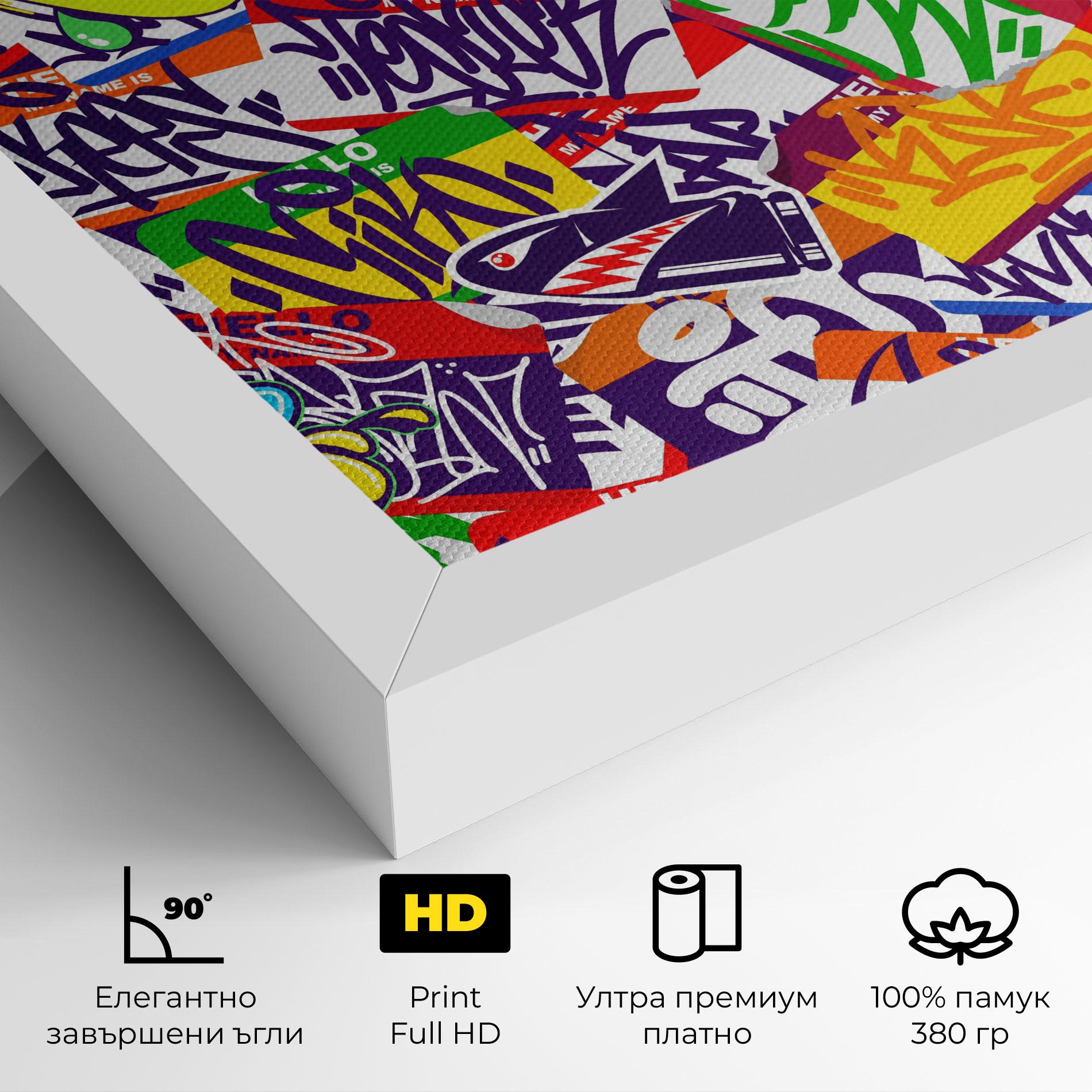 Картина на платно Hello Graffiti Name mockup 4