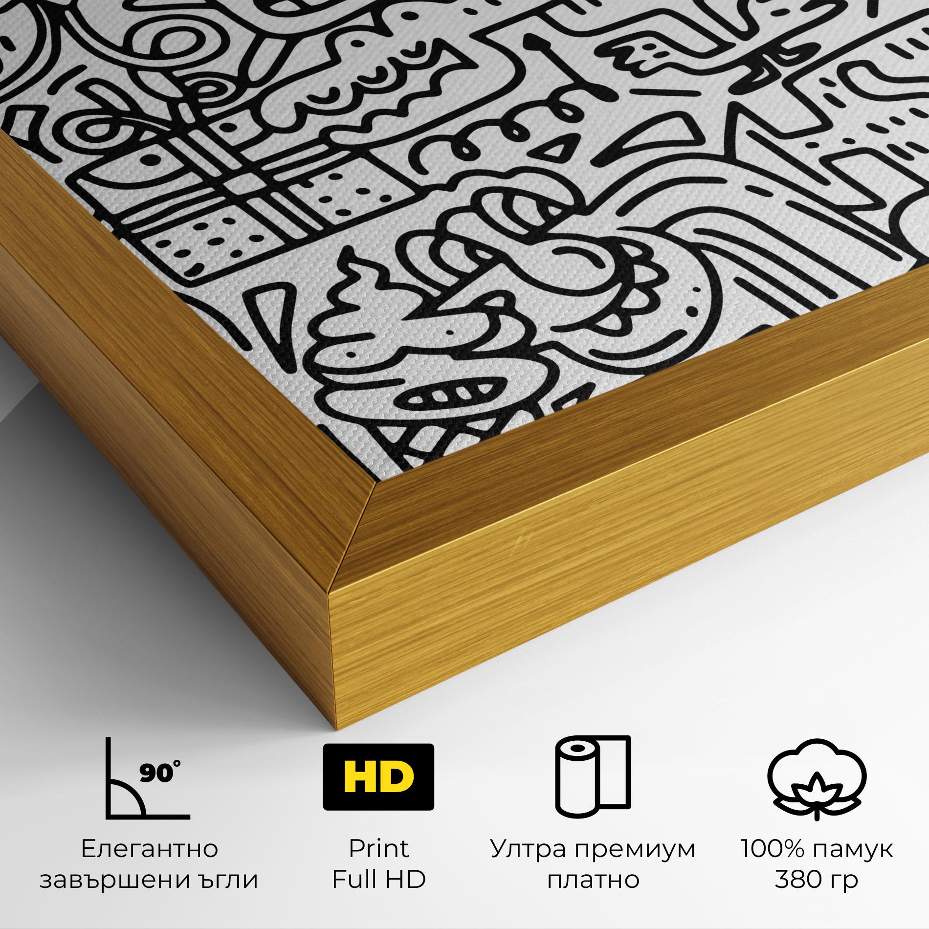 Картина на платно Doodle Black Line mockup 4