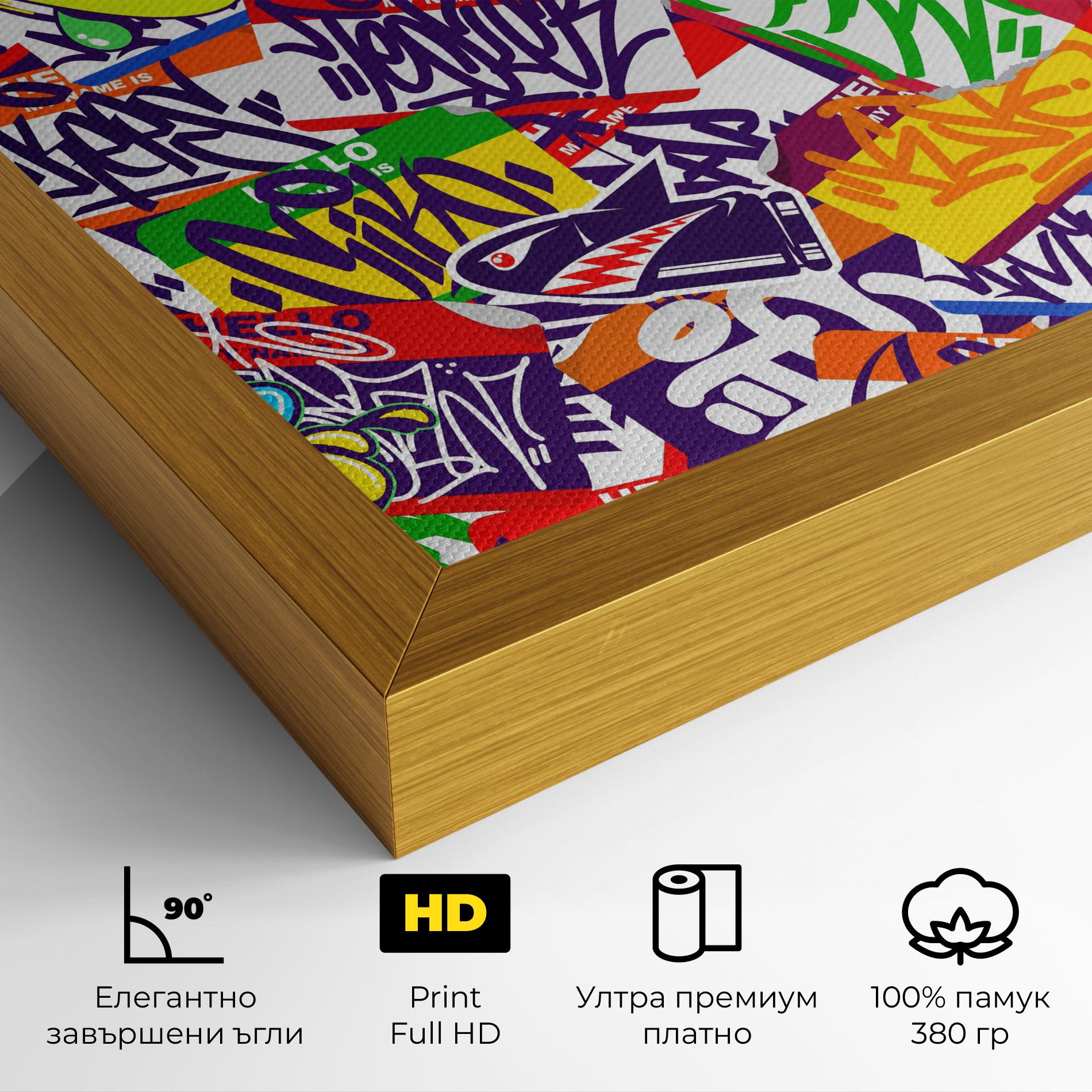 Картина на платно Hello Graffiti Name mockup 4