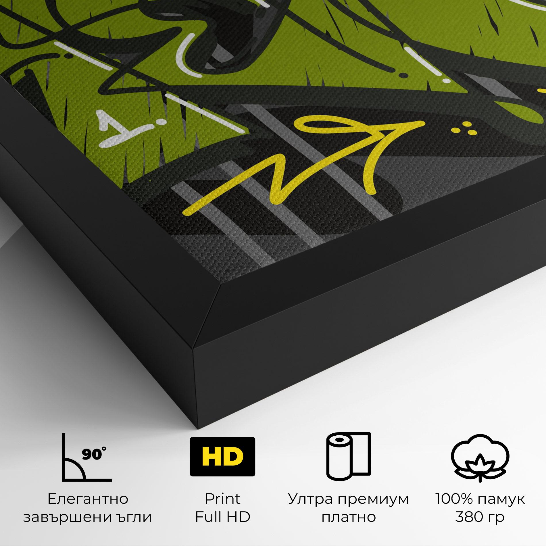 Картина на платно Green Grey Graffti mockup 4