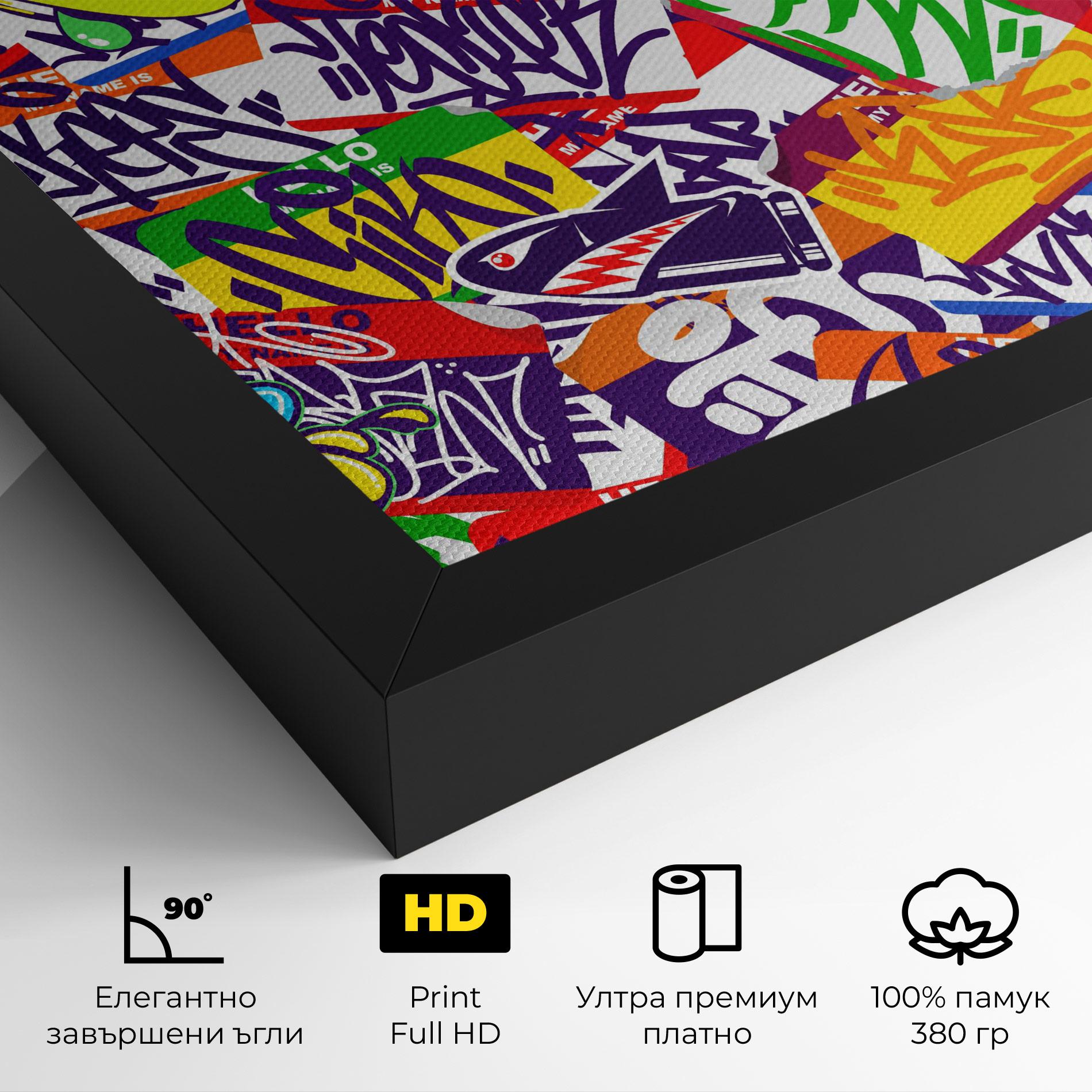 Картина на платно Hello Graffiti Name mockup 4