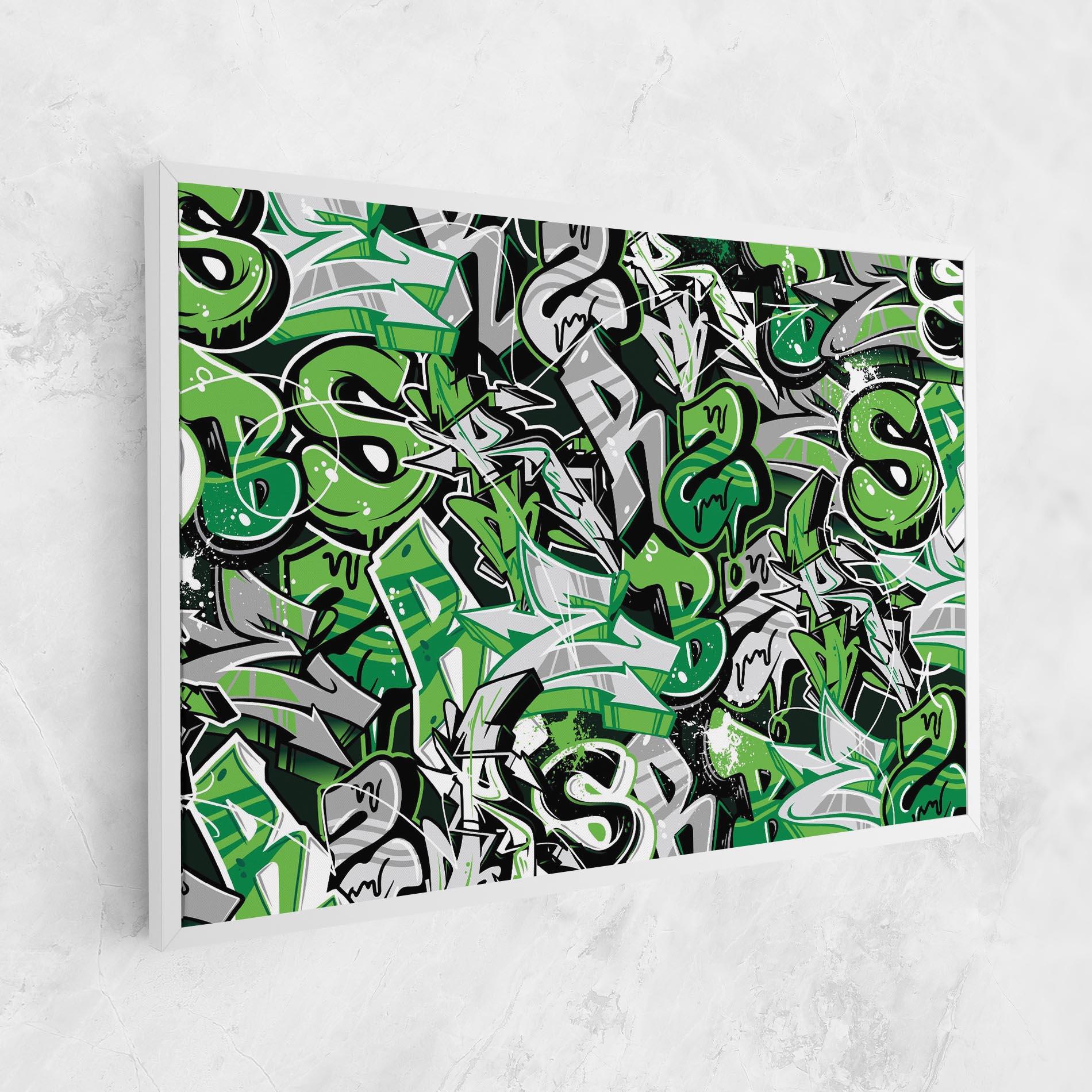 Картина на платно Green Graffiti Letters mockup 1