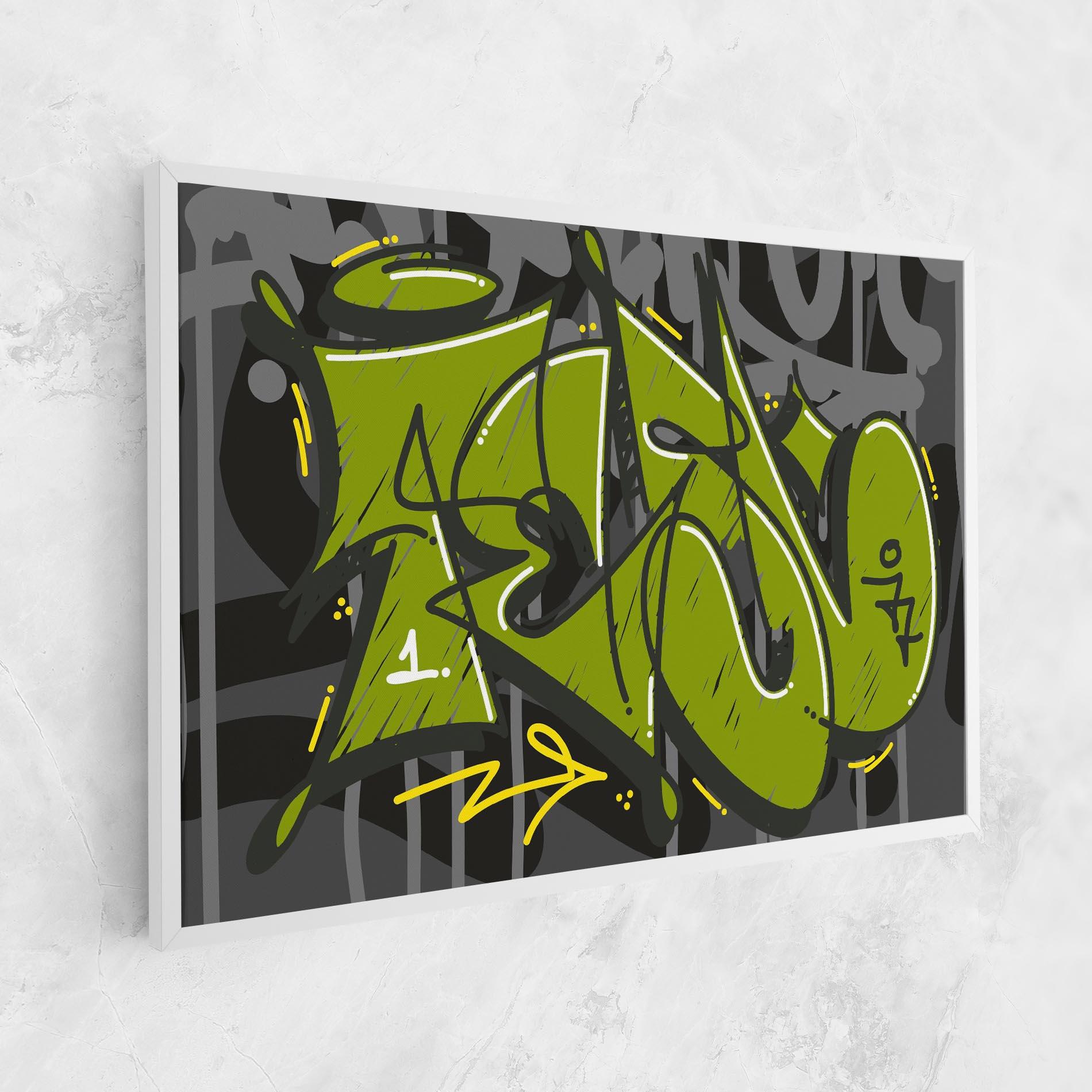 Картина на платно Green Grey Graffti mockup 1