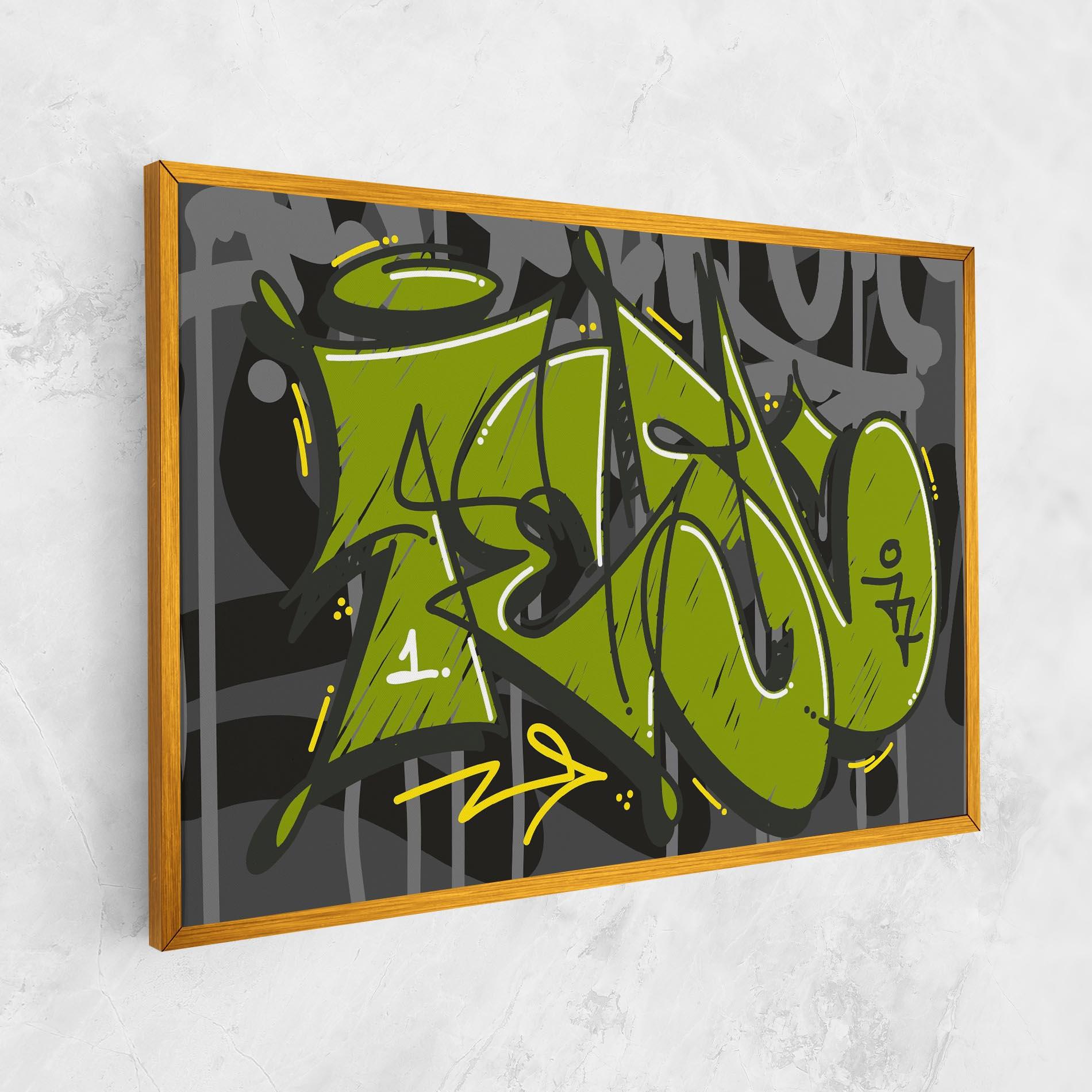 Картина на платно Green Grey Graffti mockup 1