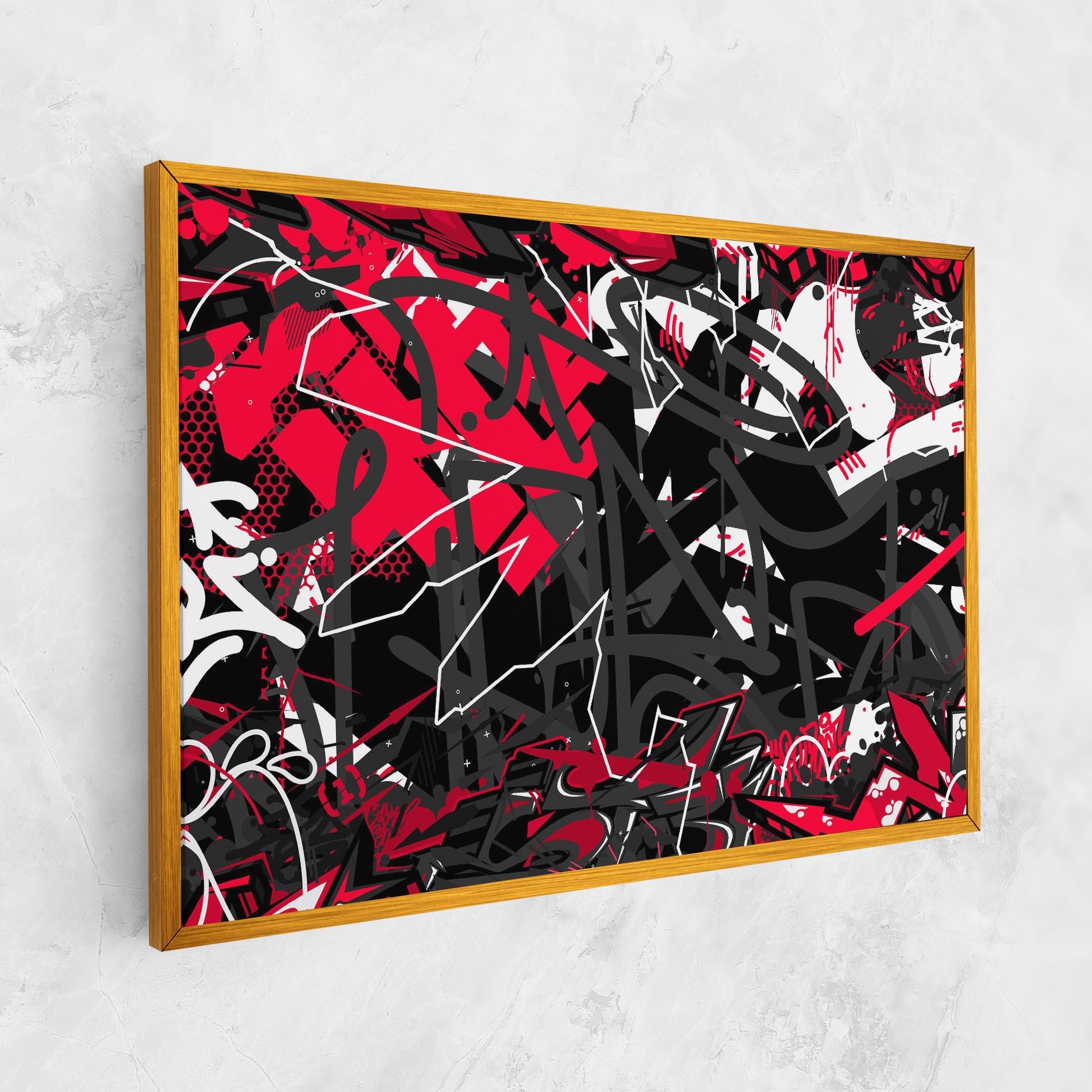 Картина на платно Grey Red Graffiti mockup 1