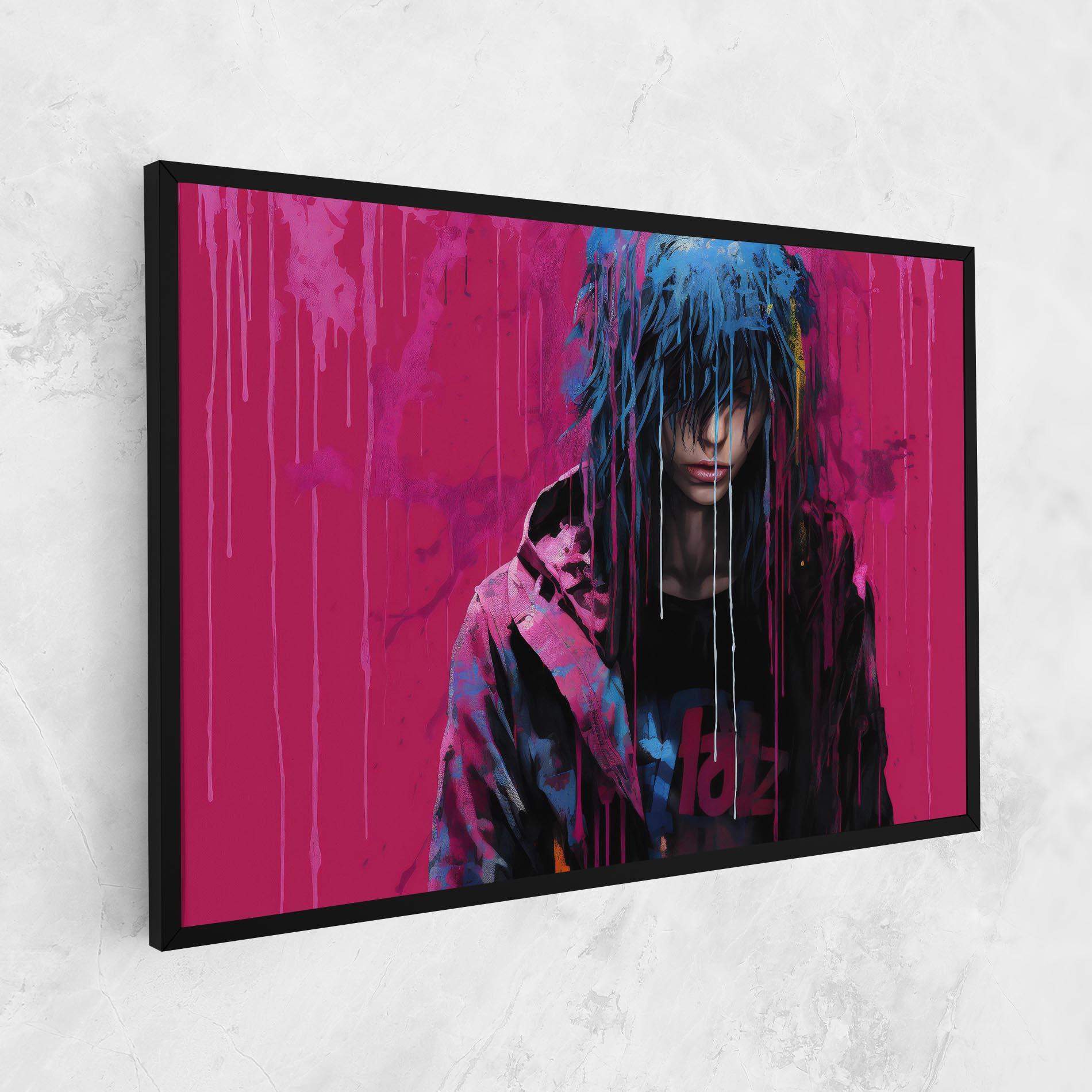 Картина на платно Blue Pink Falling Paint mockup 1