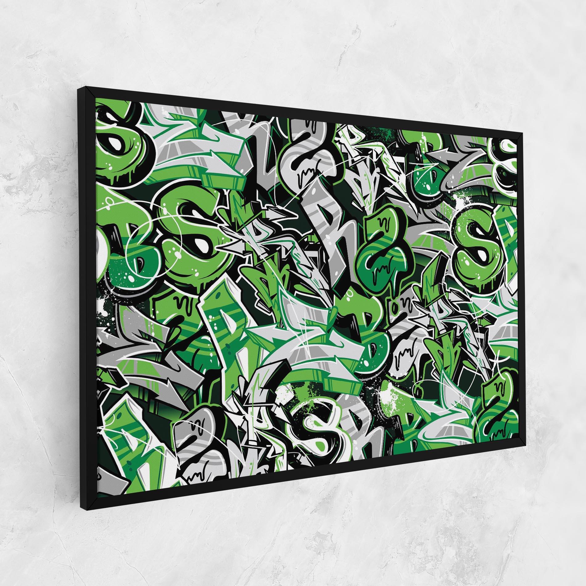Картина на платно Green Graffiti Letters mockup 1