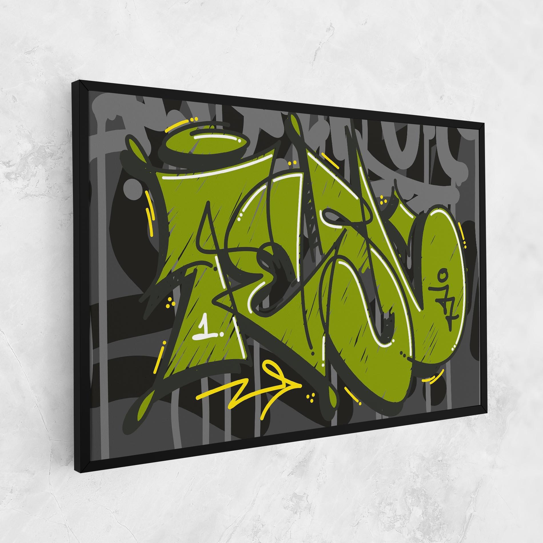 Картина на платно Green Grey Graffti mockup 1