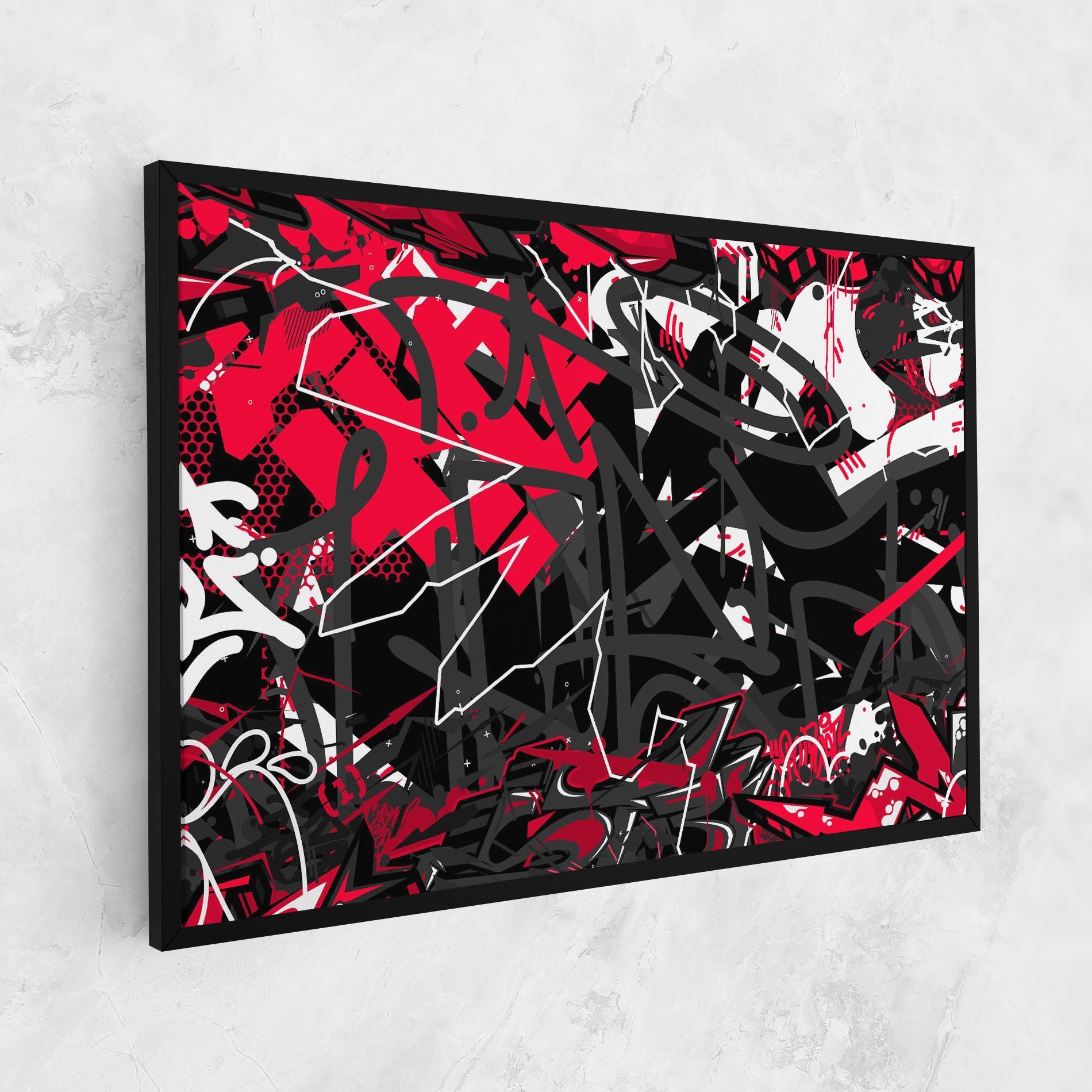 Картина на платно Grey Red Graffiti mockup 1