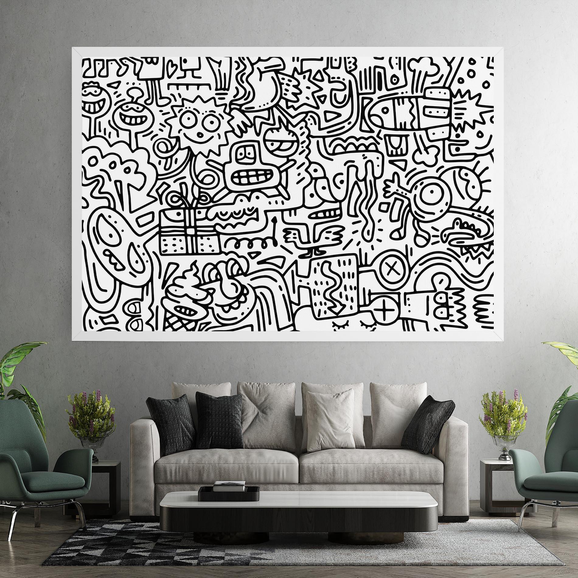 Картина на платно Doodle Black Line mockup 7