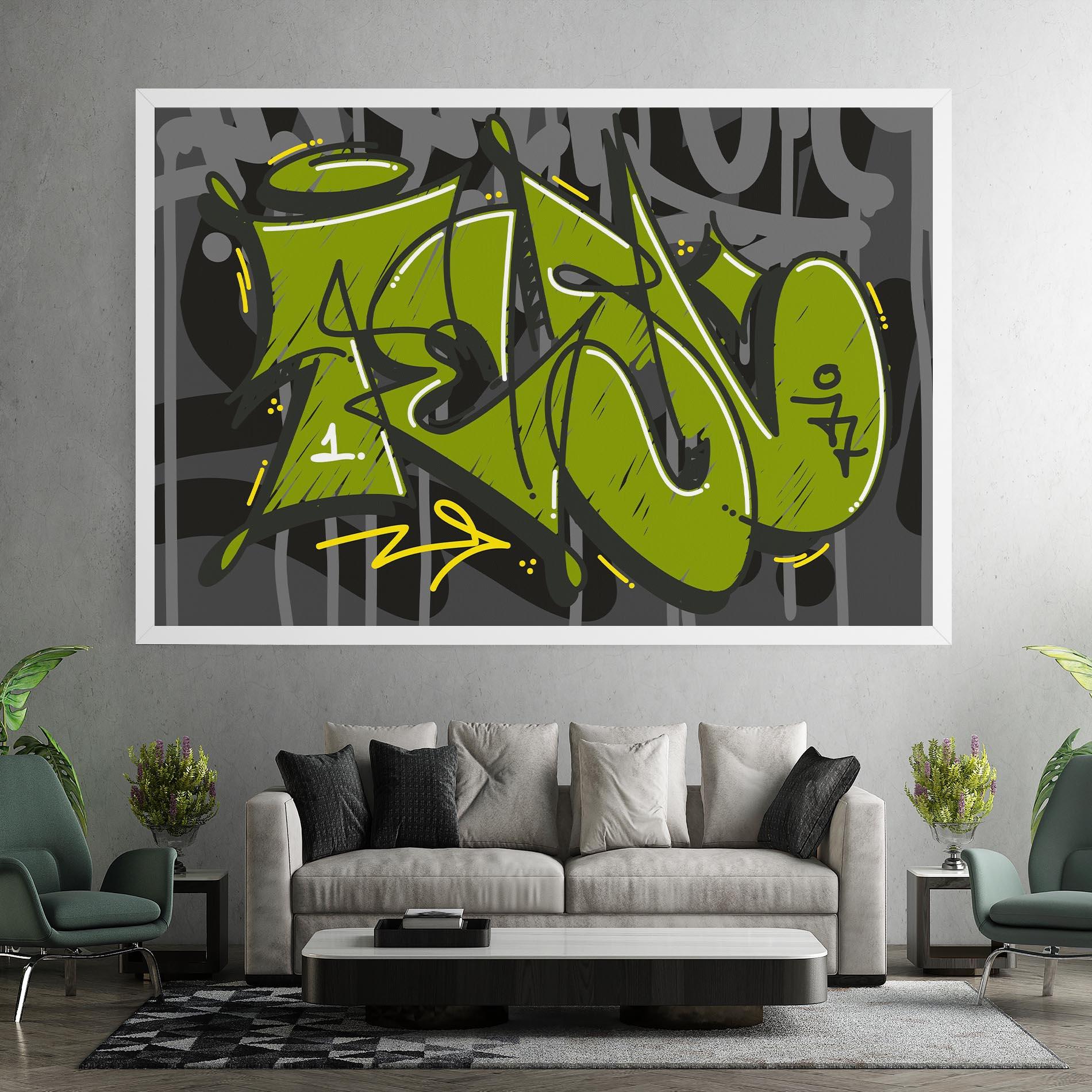 Картина на платно Green Grey Graffti mockup 7