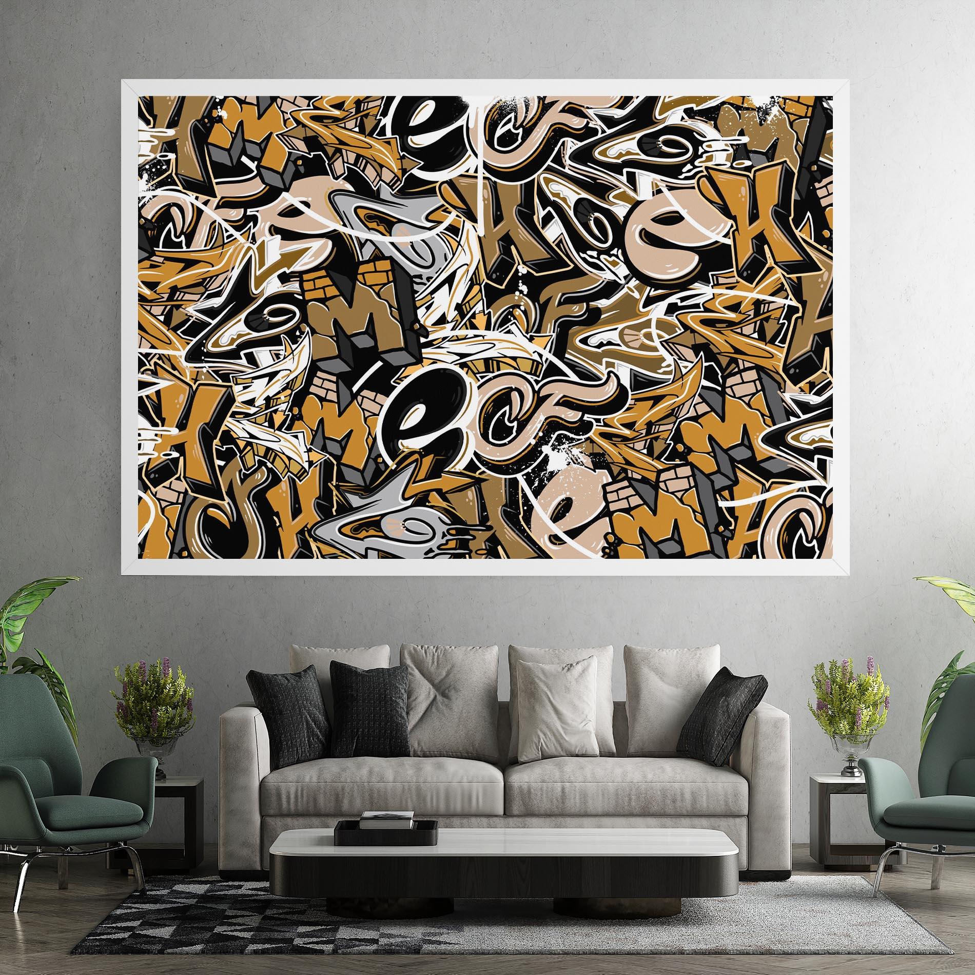 Картина на платно Yellow White Graffiti mockup 7