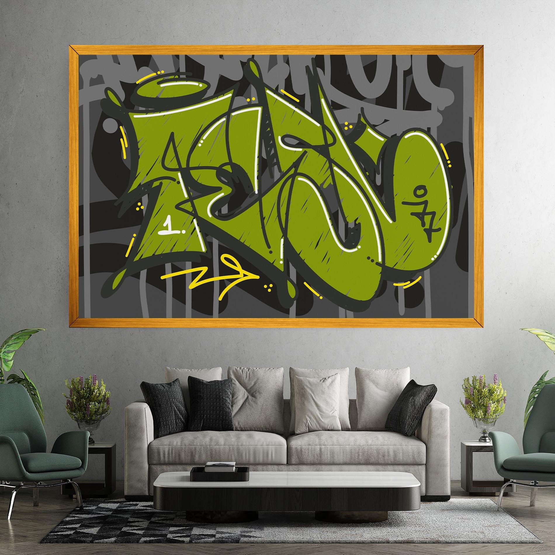 Картина на платно Green Grey Graffti mockup 7