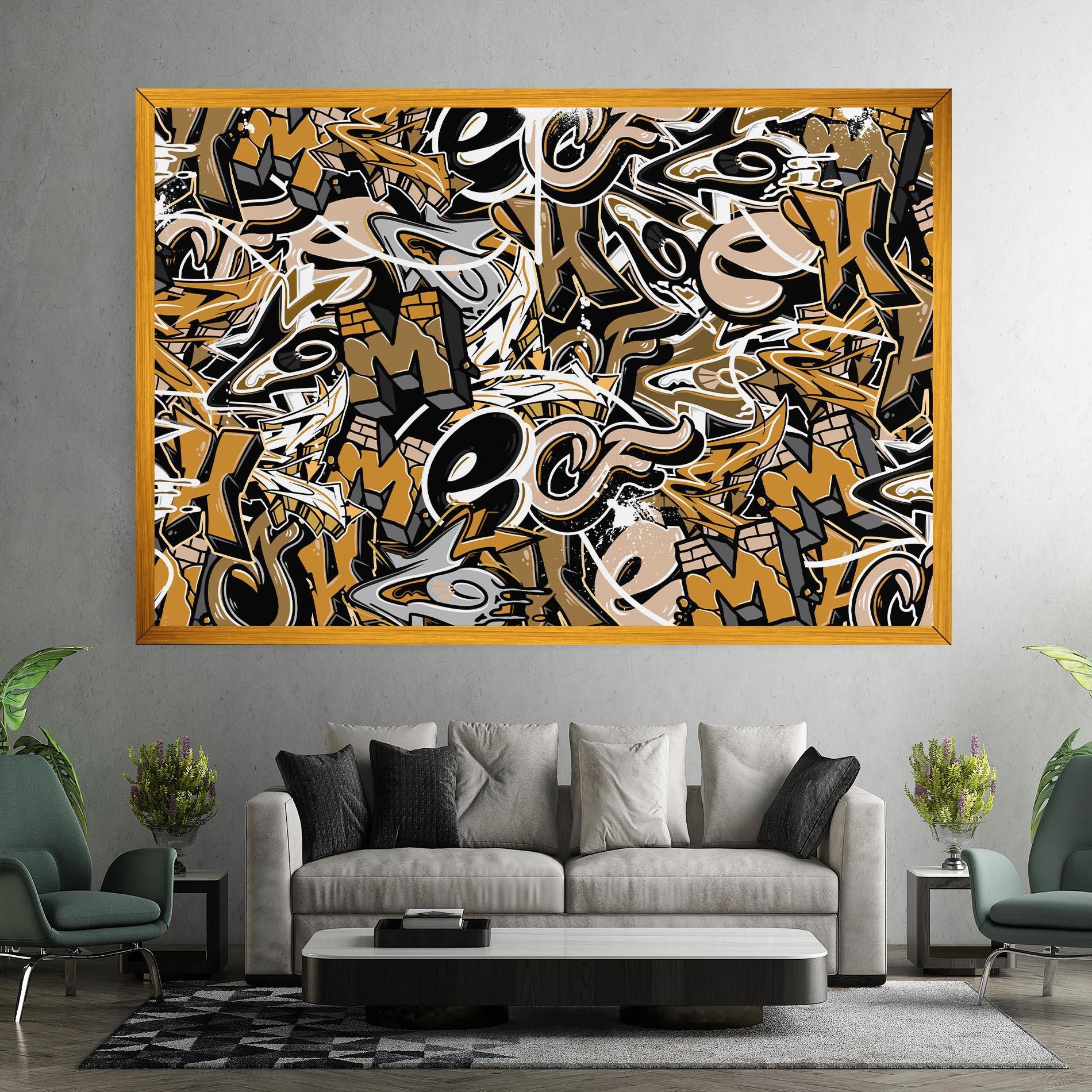 Картина на платно Yellow White Graffiti mockup 7