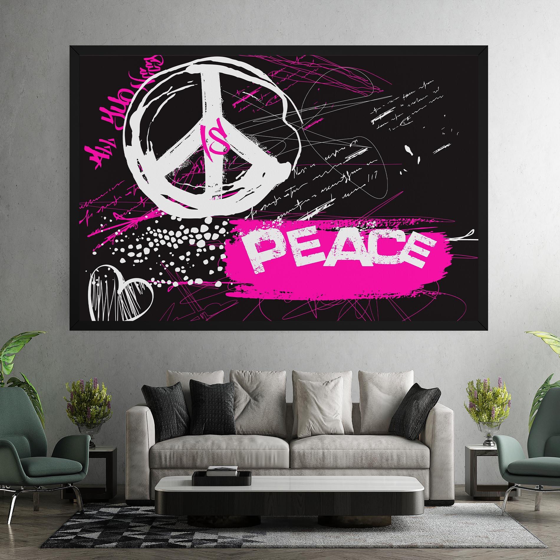 Картина на платно Graffiti Pink Peace mockup 7