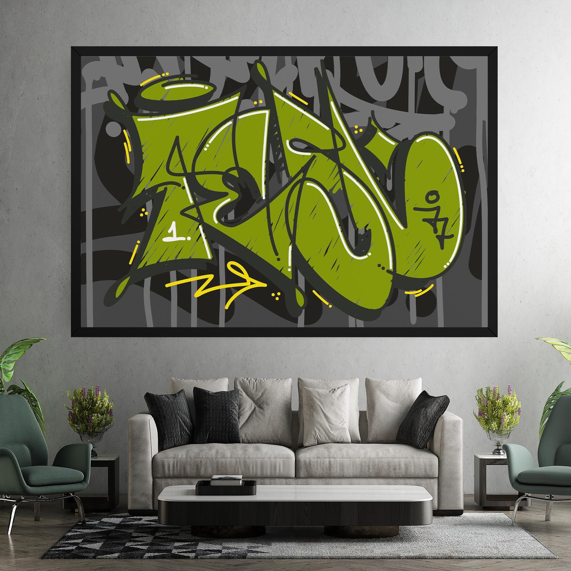 Картина на платно Green Grey Graffti mockup 7