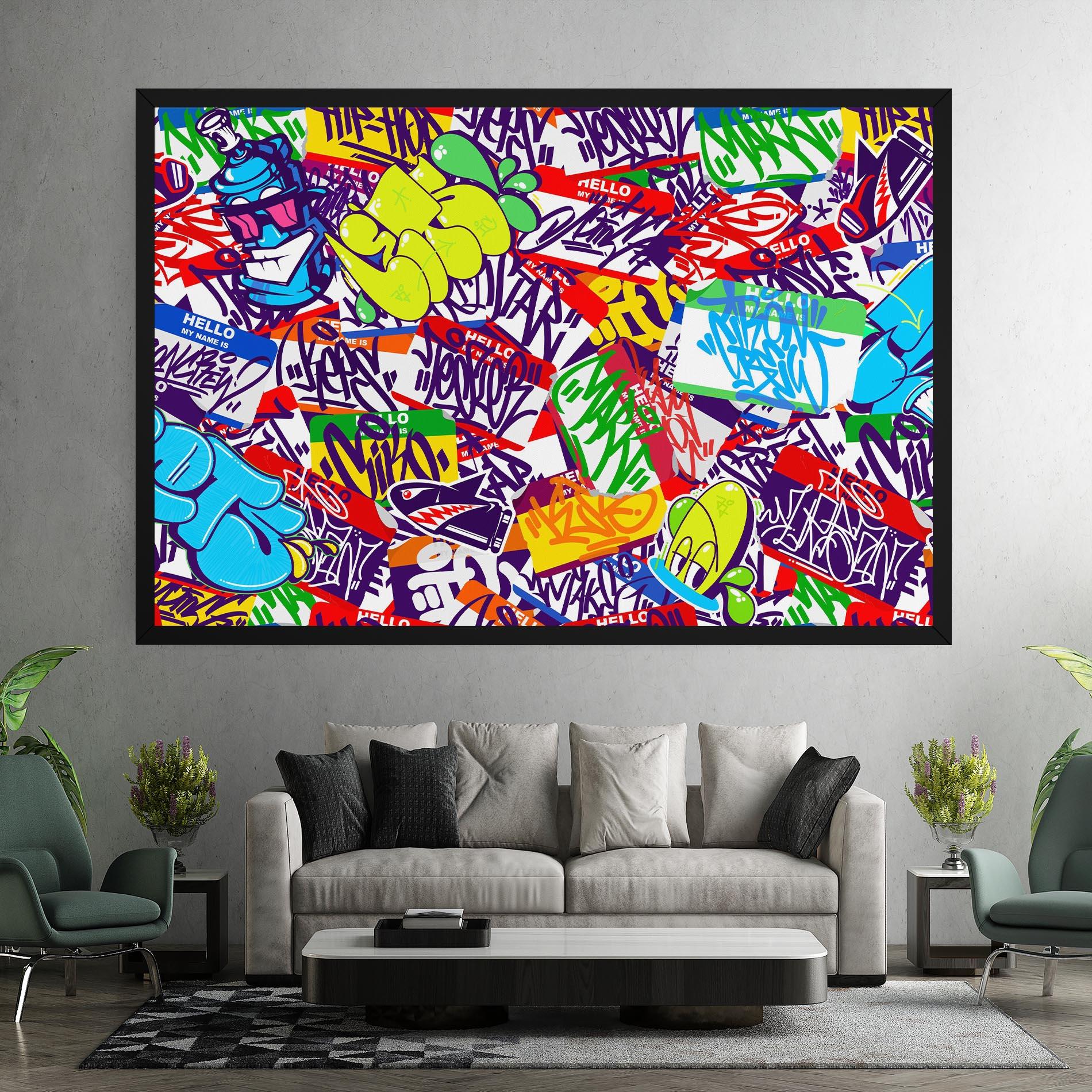 Картина на платно Hello Graffiti Name mockup 7