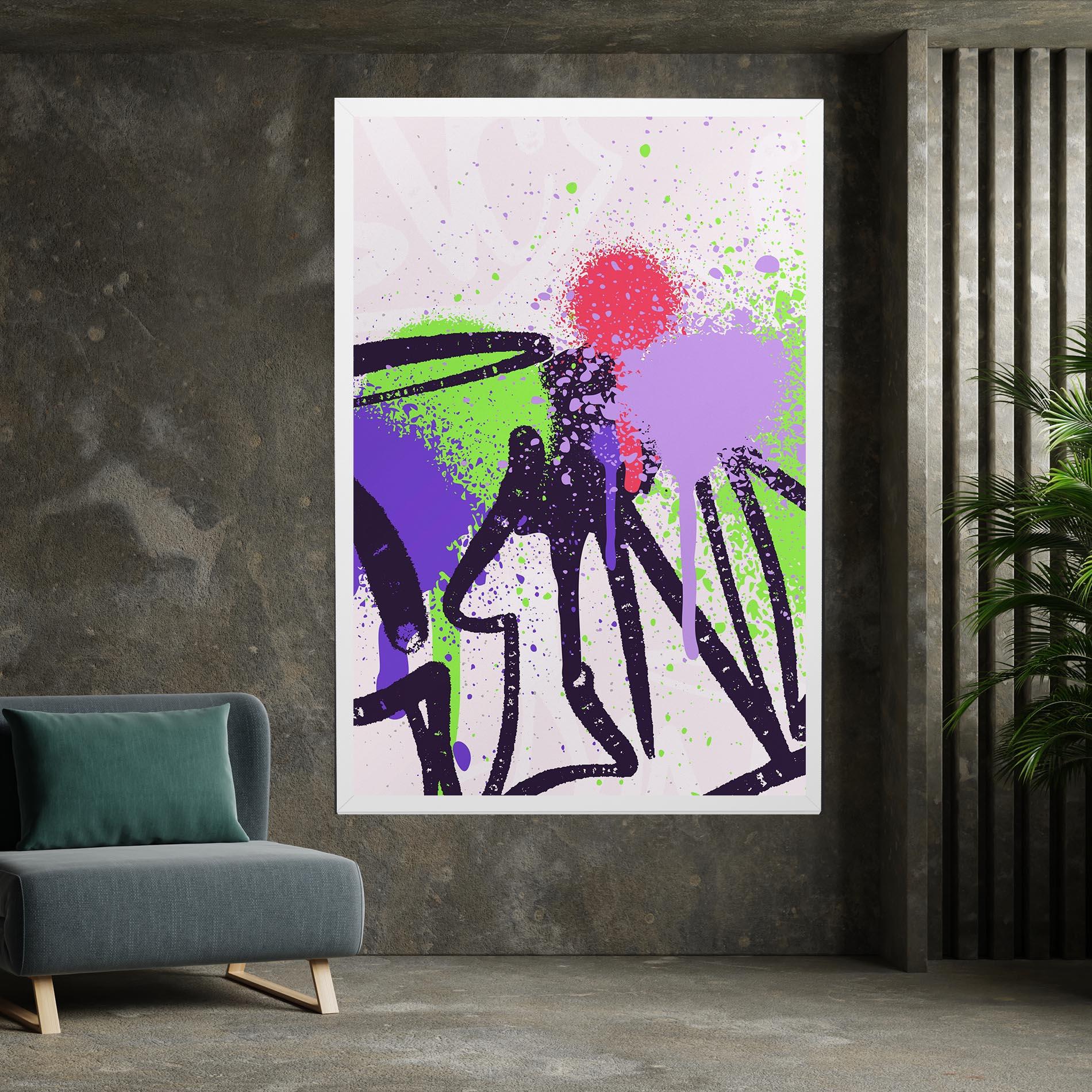 Картина на платно Green Purple Graffiti mockup 7