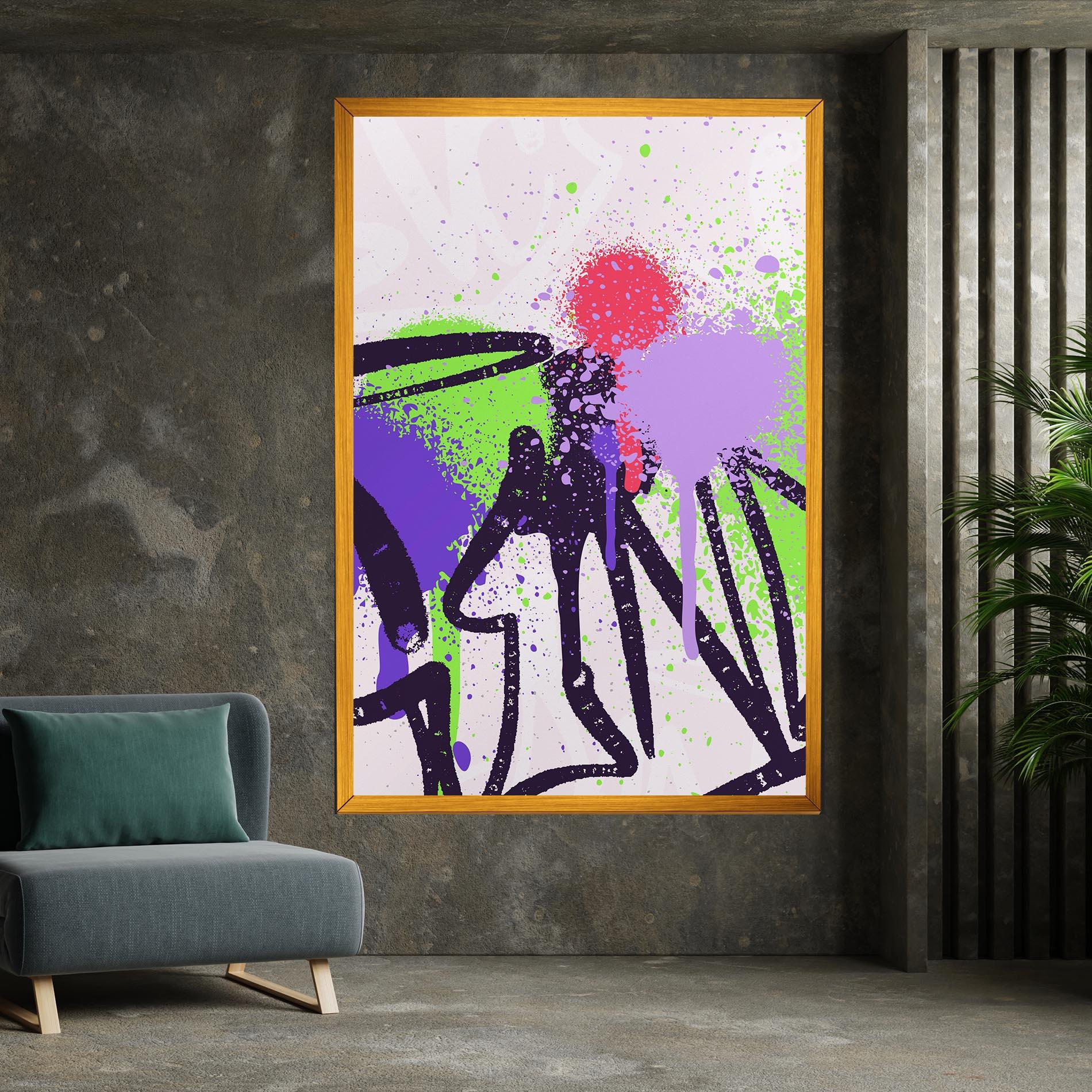 Картина на платно Green Purple Graffiti mockup 7