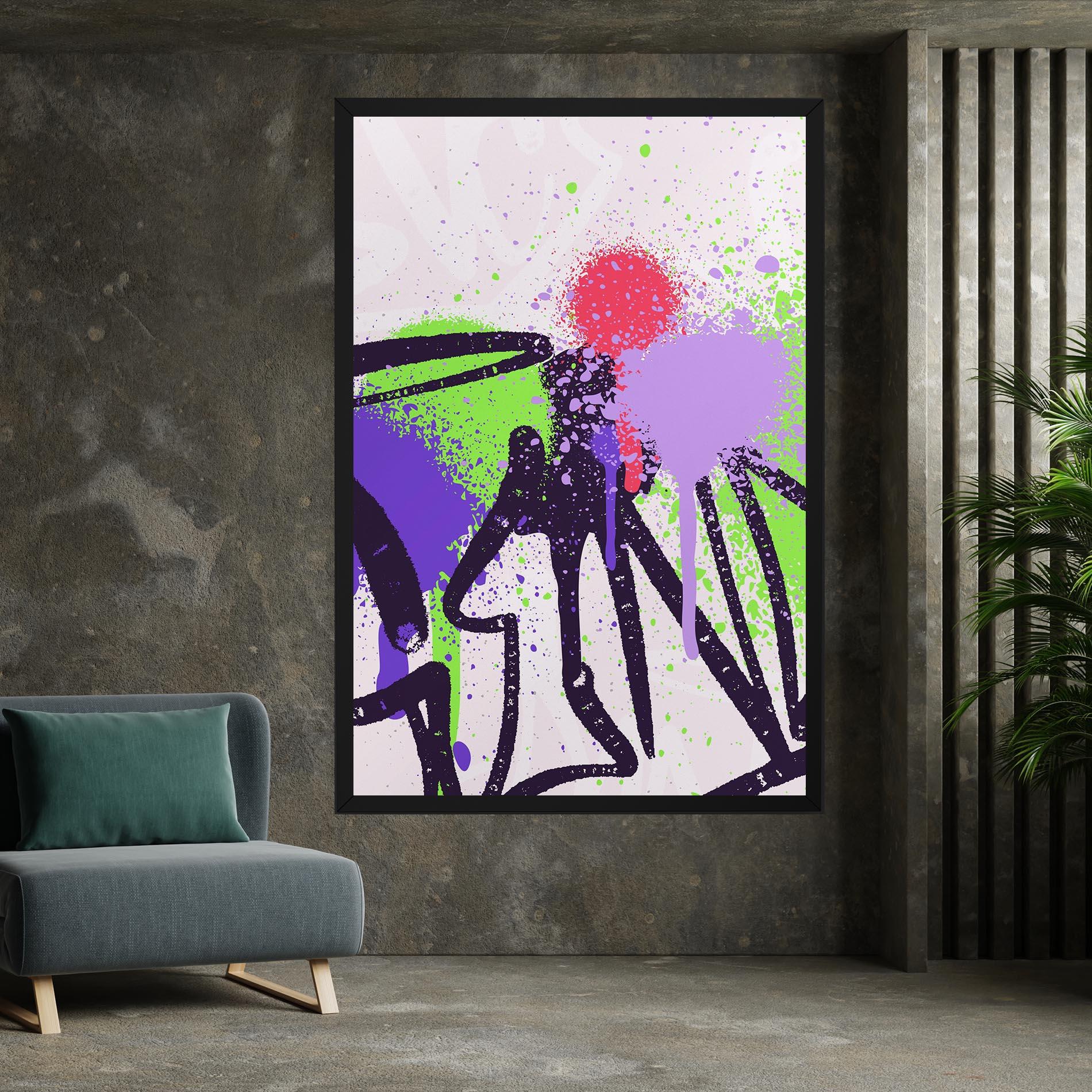 Картина на платно Green Purple Graffiti mockup 7