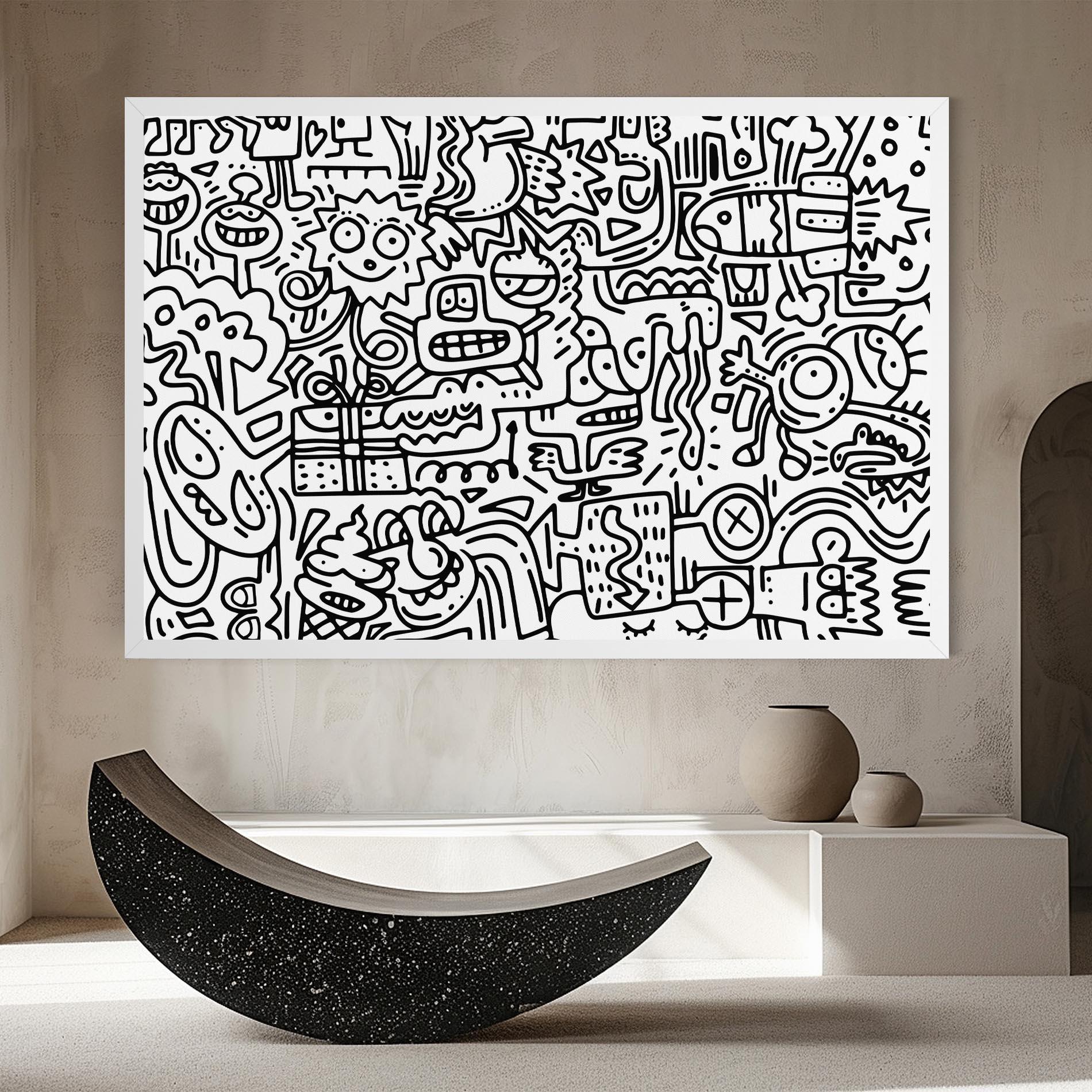 Картина на платно Doodle Black Line mockup 8