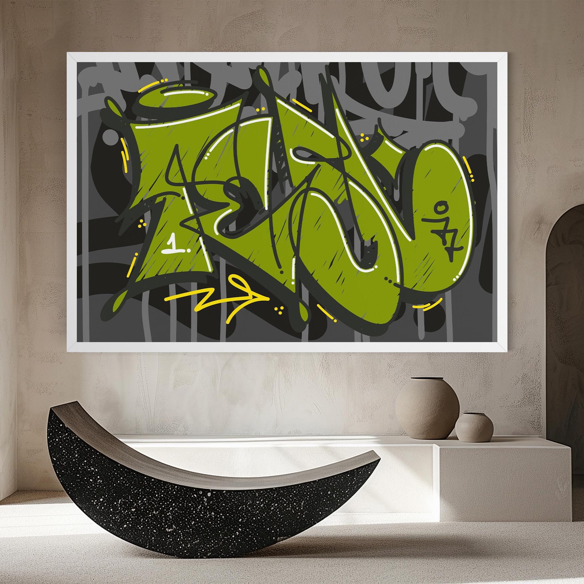 Картина на платно Green Grey Graffti mockup 8