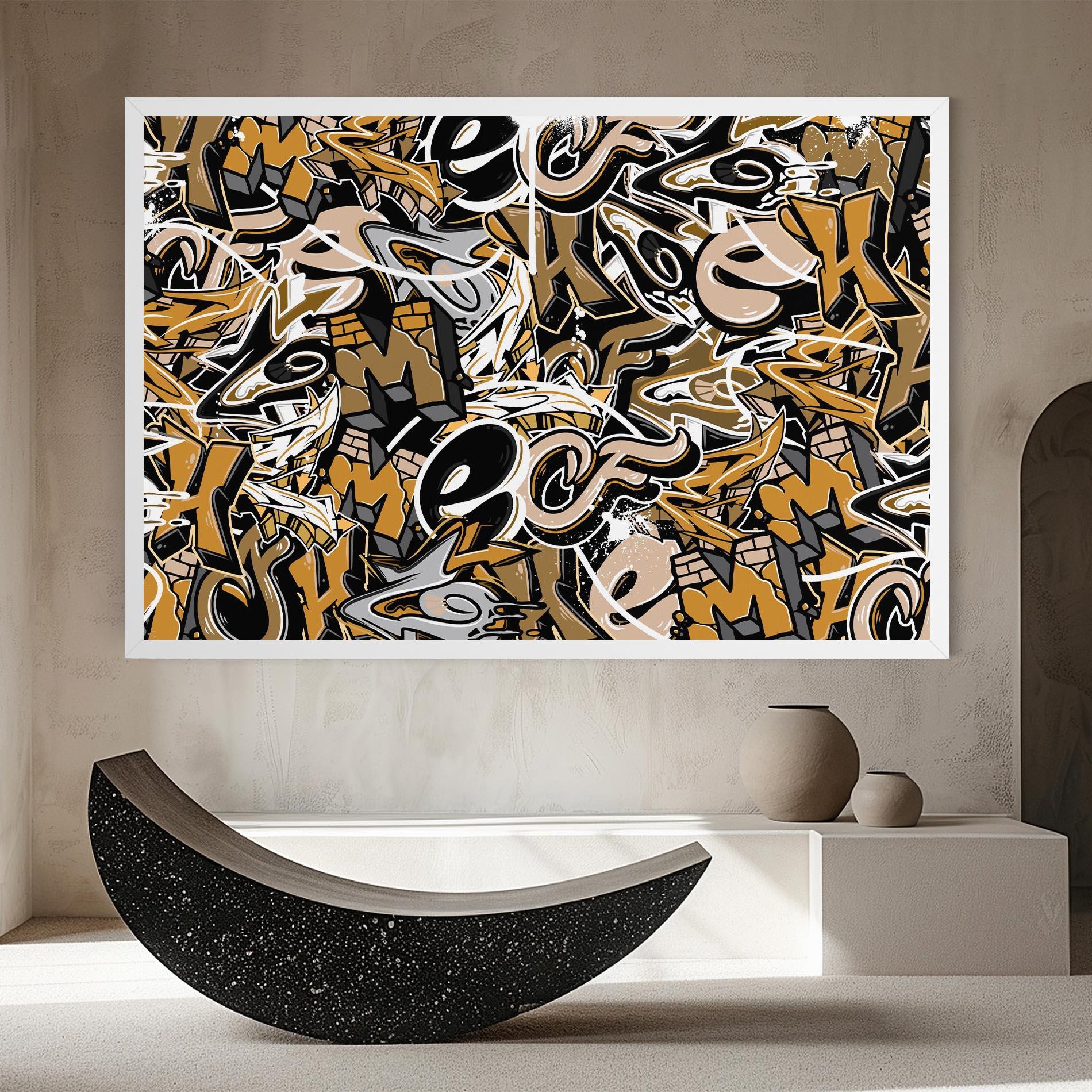 Картина на платно Yellow White Graffiti mockup 8