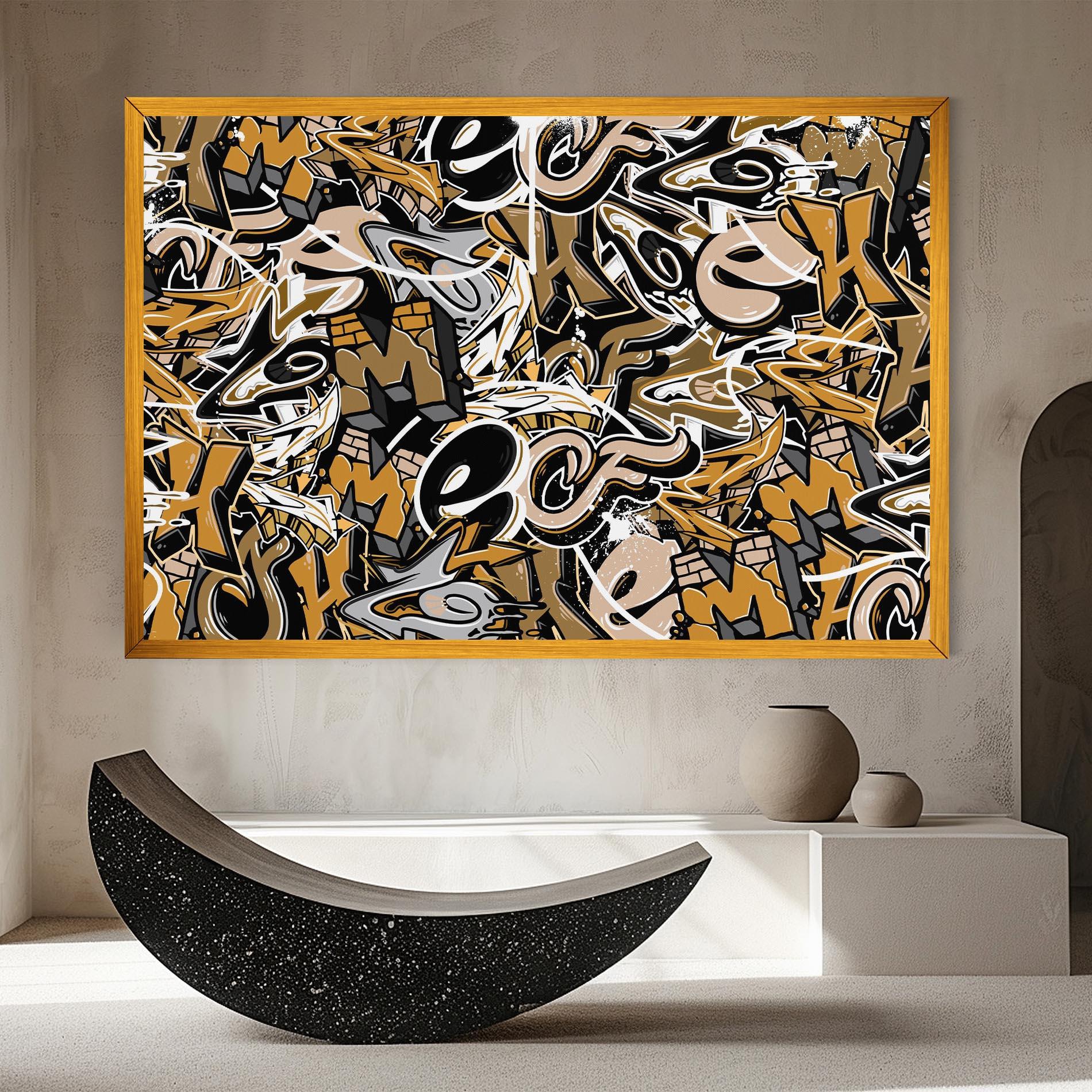 Картина на платно Yellow White Graffiti mockup 8