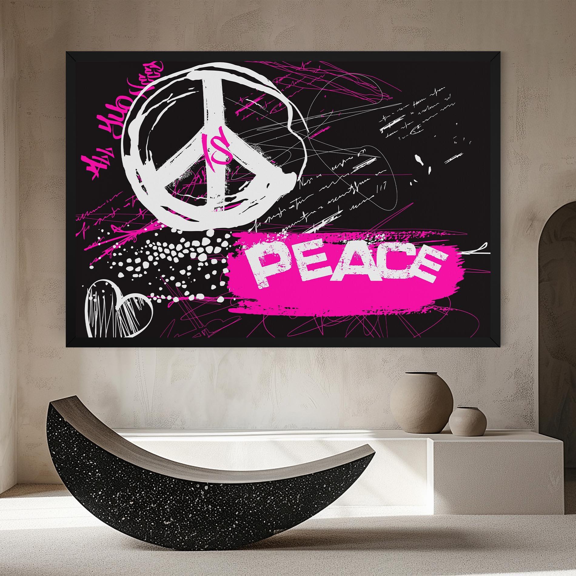 Картина на платно Graffiti Pink Peace mockup 8