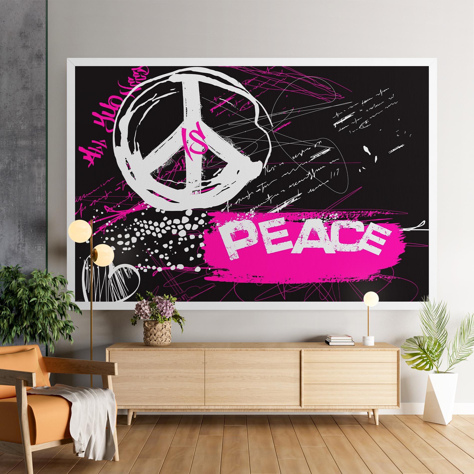 Картина на платно Graffiti Pink Peace mockup 9
