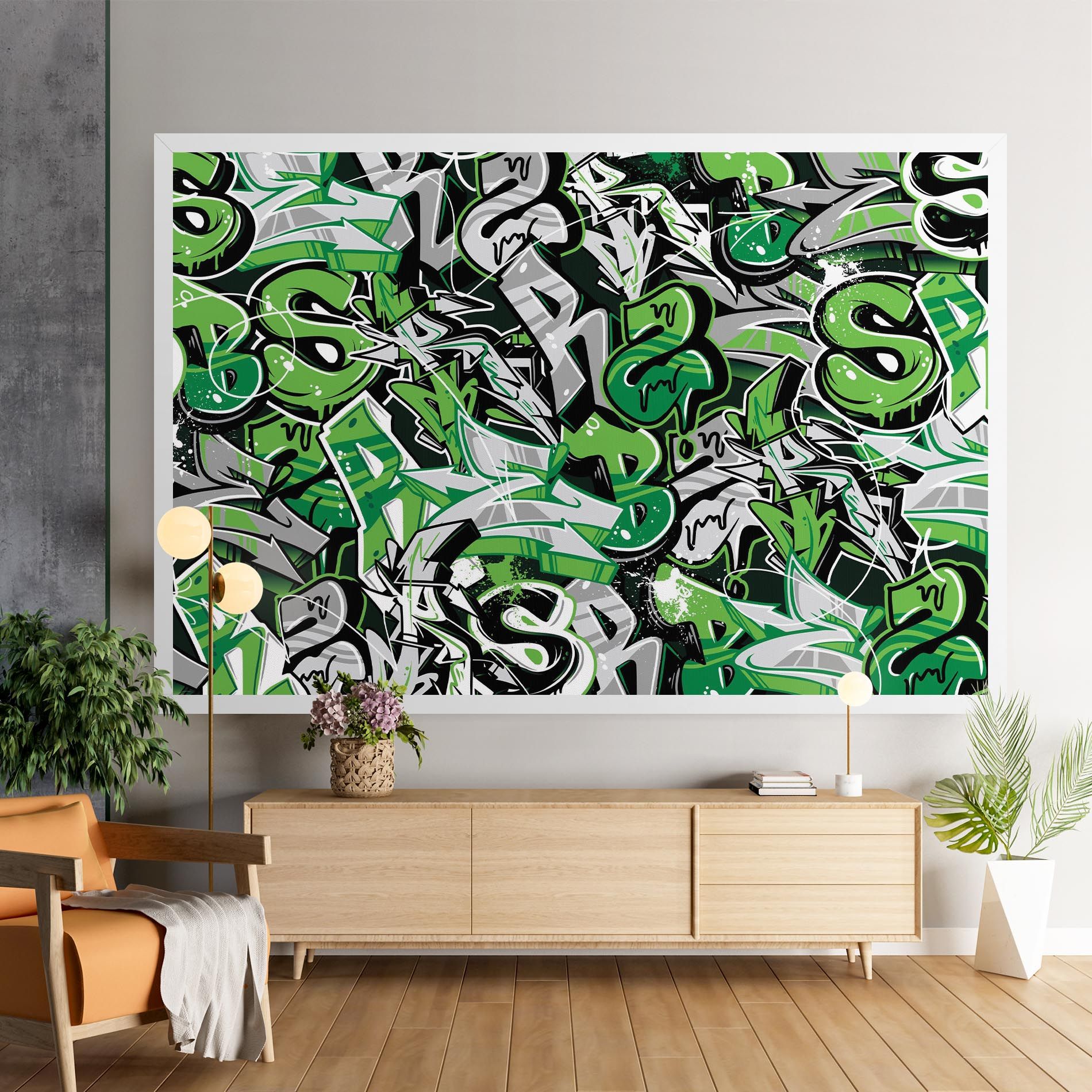 Green Graffiti Letters mockup 9