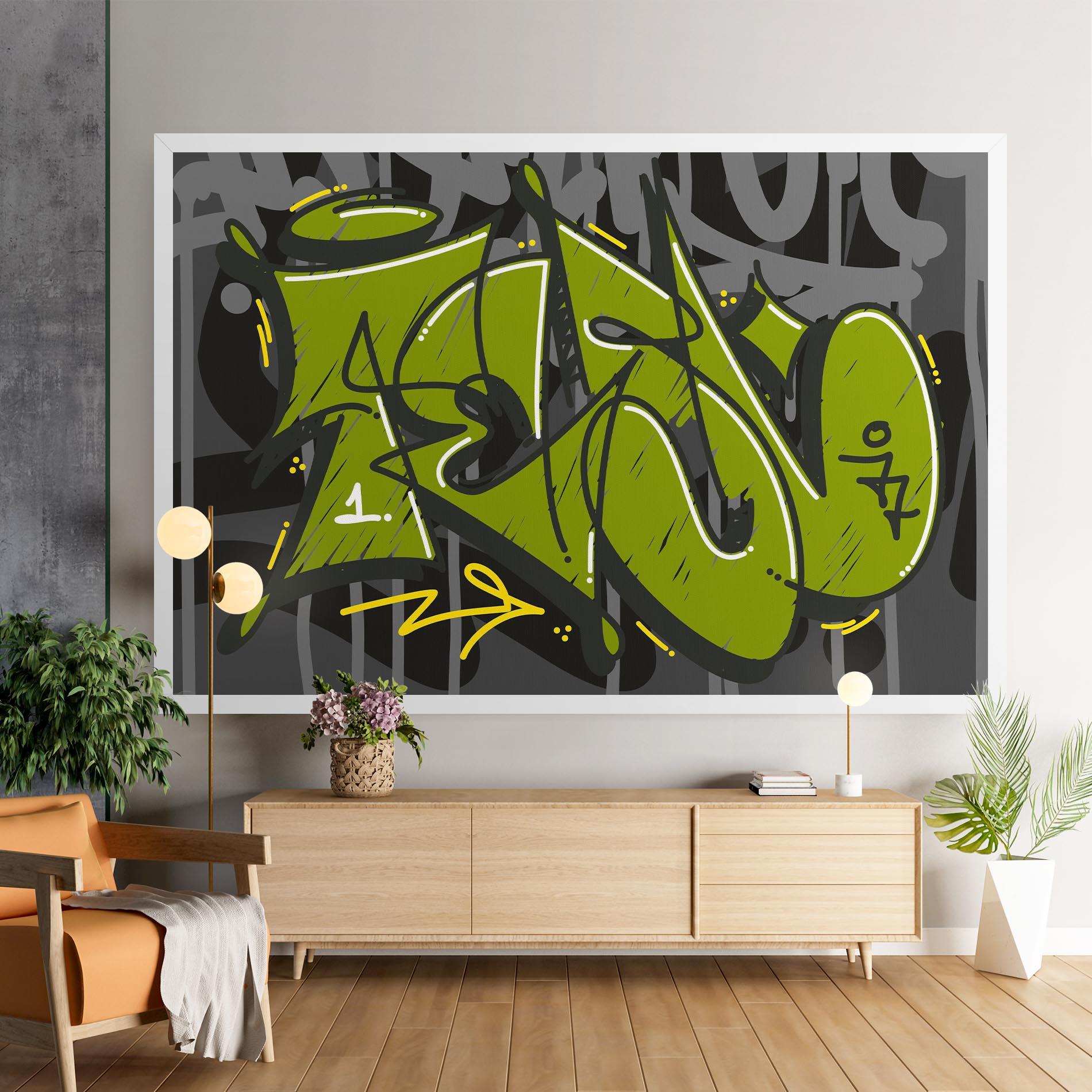Картина на платно Green Grey Graffti mockup 9