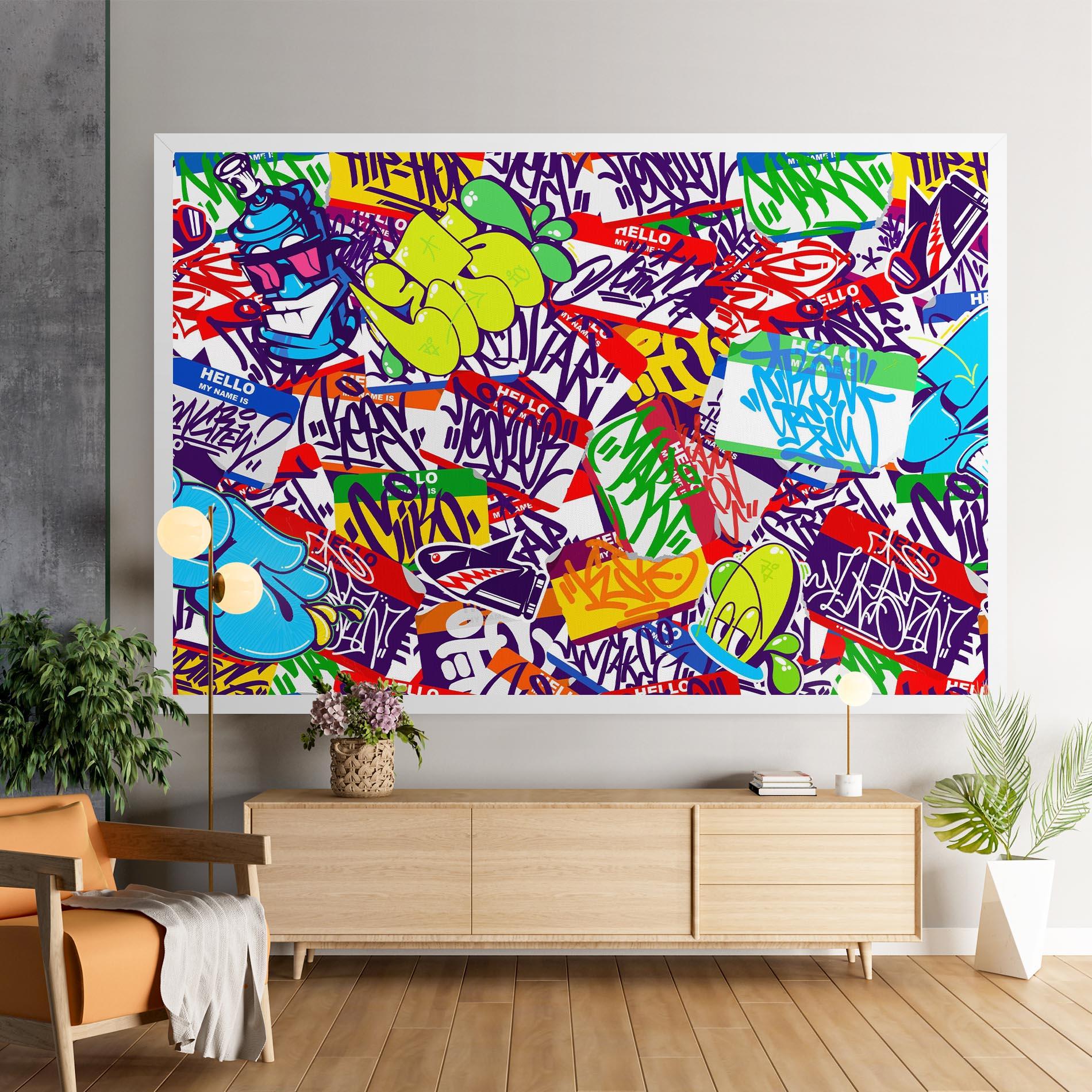 Картина на платно Hello Graffiti Name mockup 9