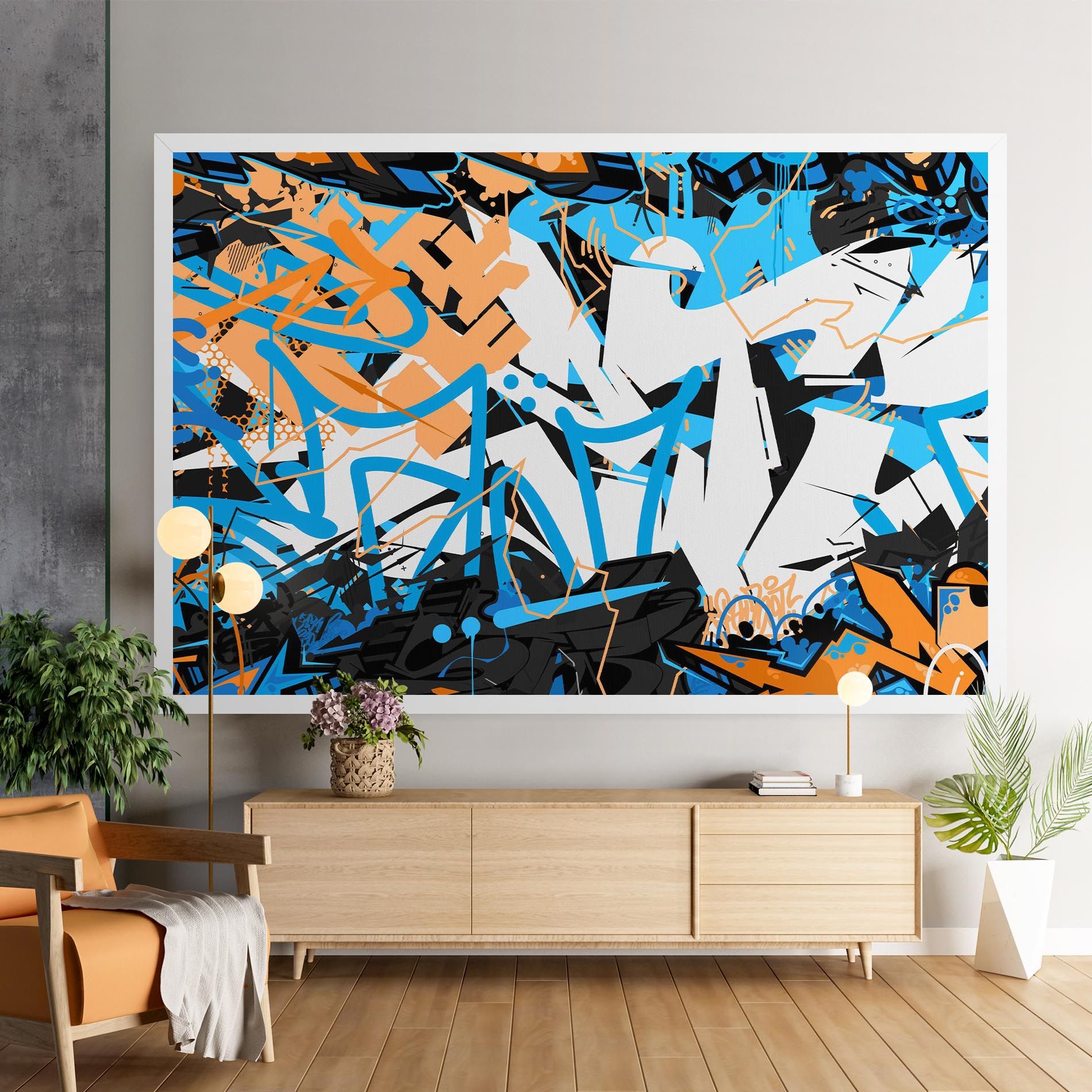 White Orange Graffiti mockup 9