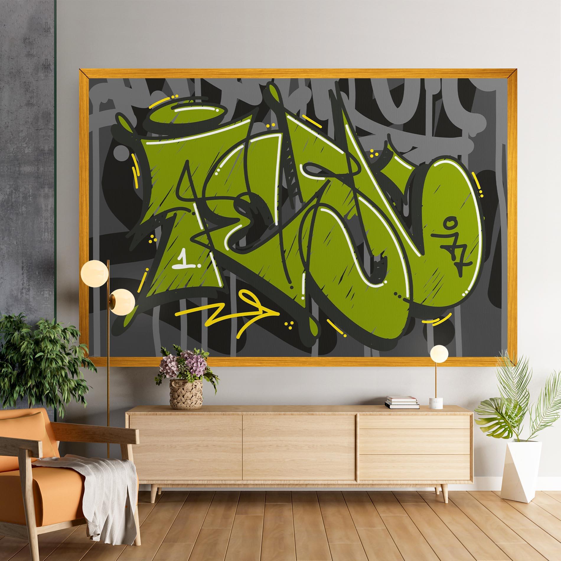 Картина на платно Green Grey Graffti mockup 9