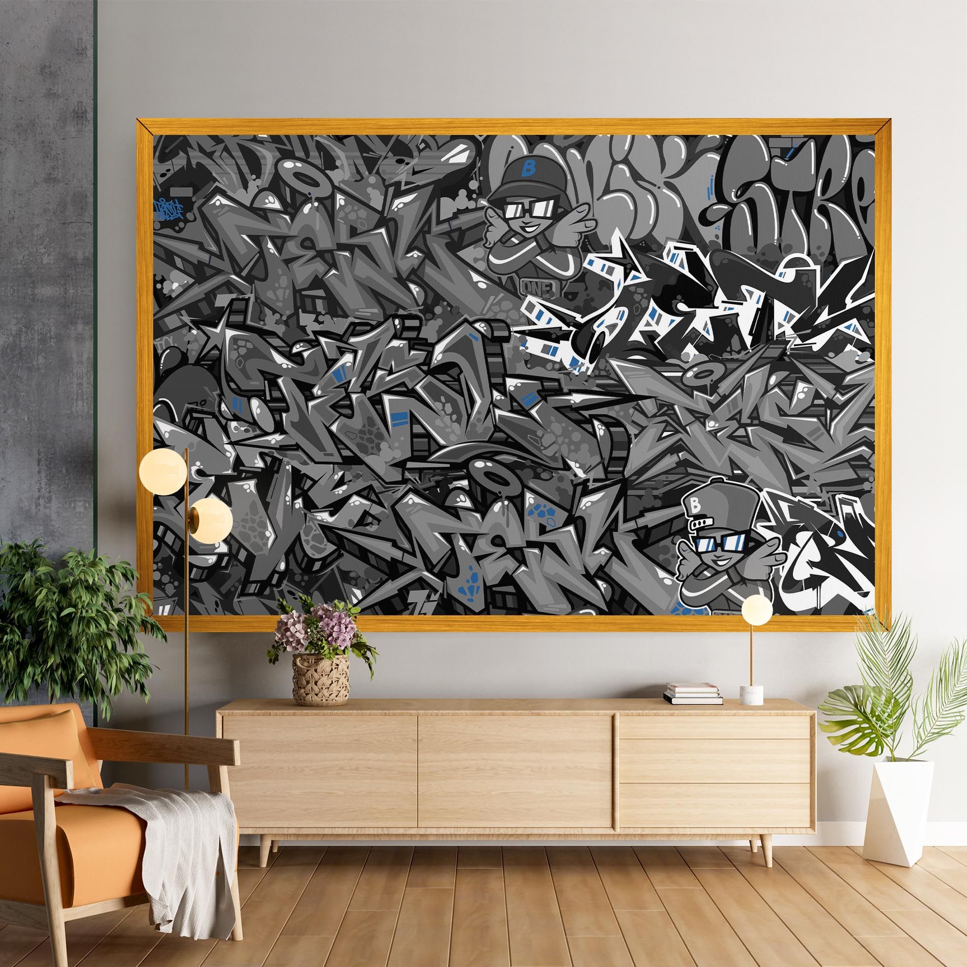 Grey Blue Graffiti mockup 9