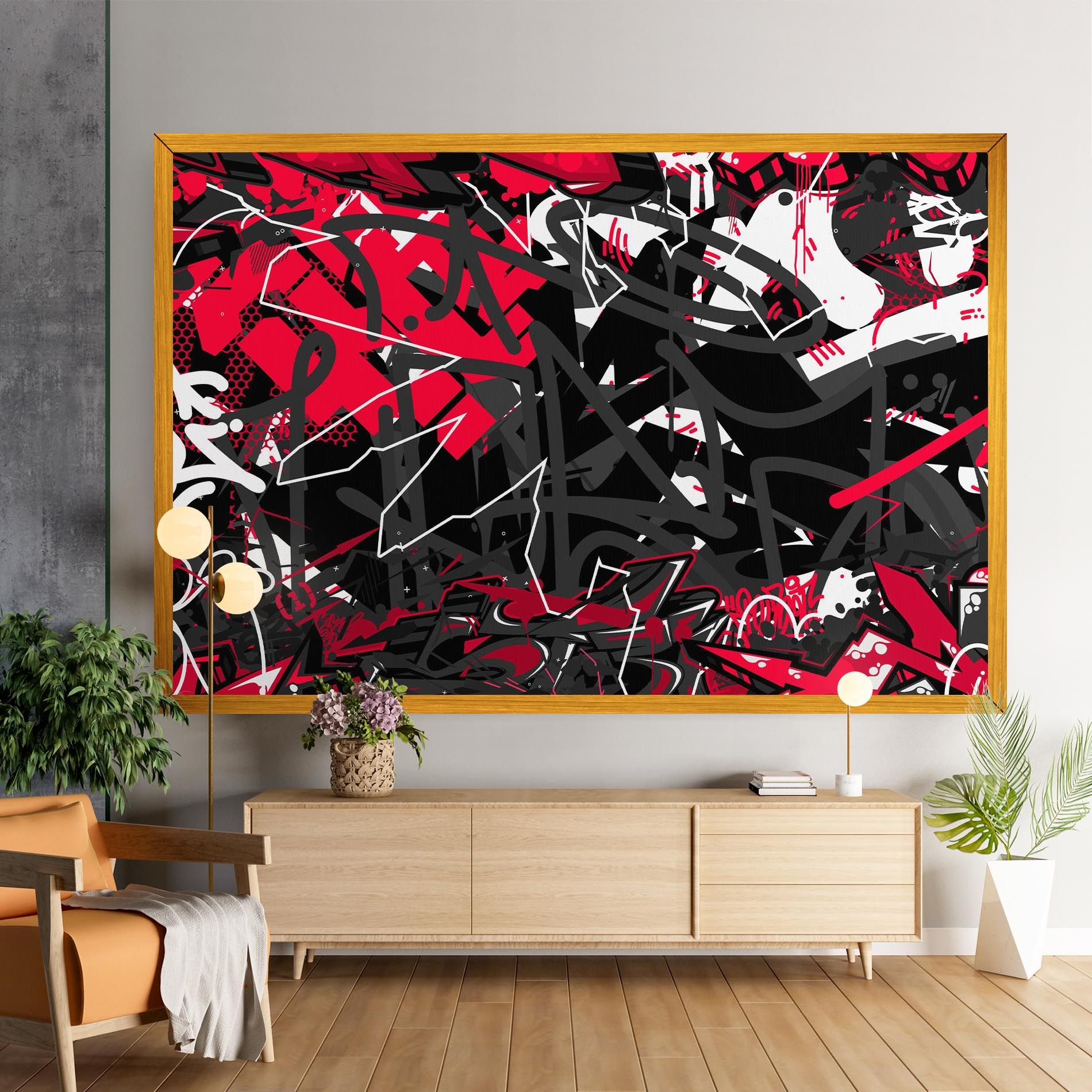Grey Red Graffiti mockup 9