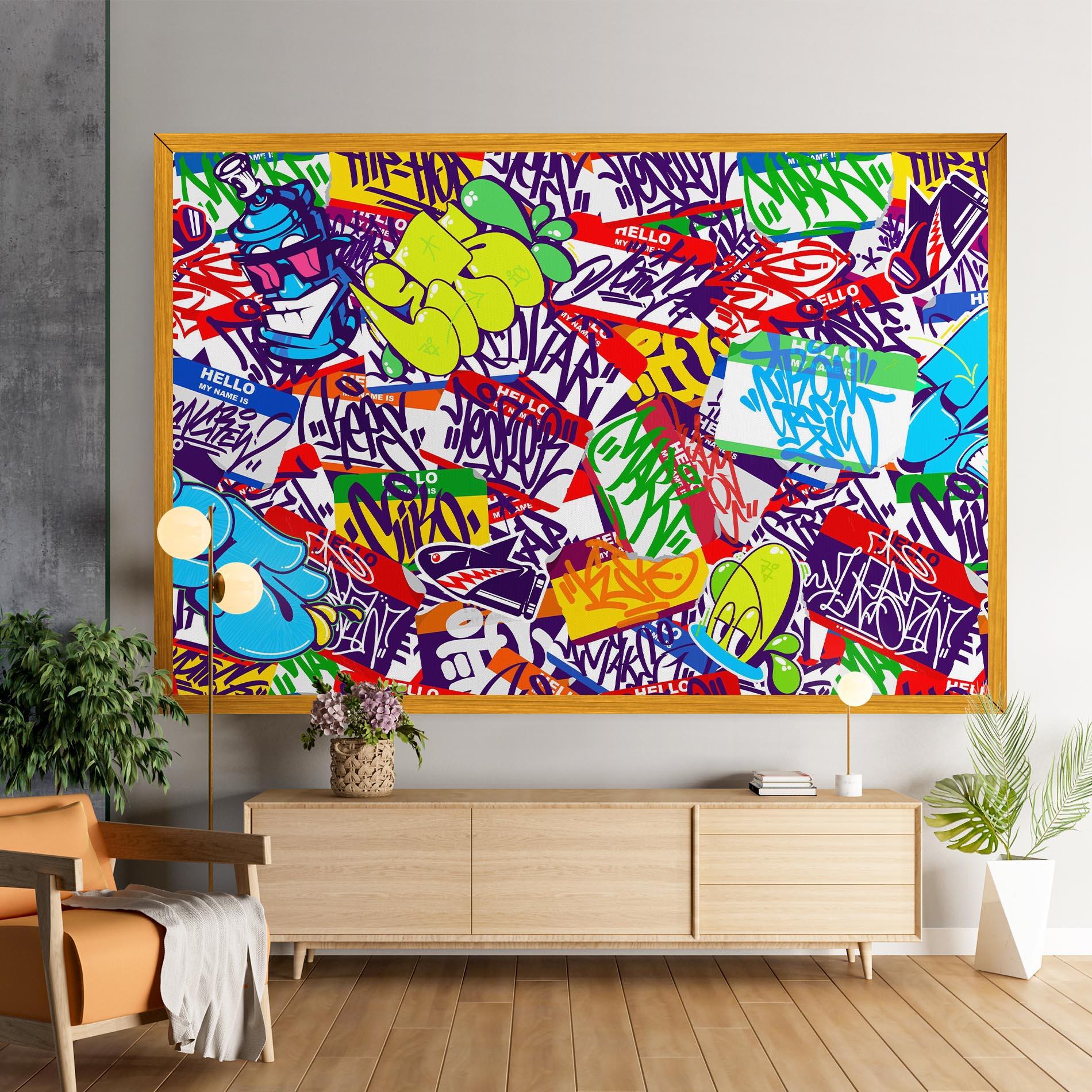 Картина на платно Hello Graffiti Name mockup 9