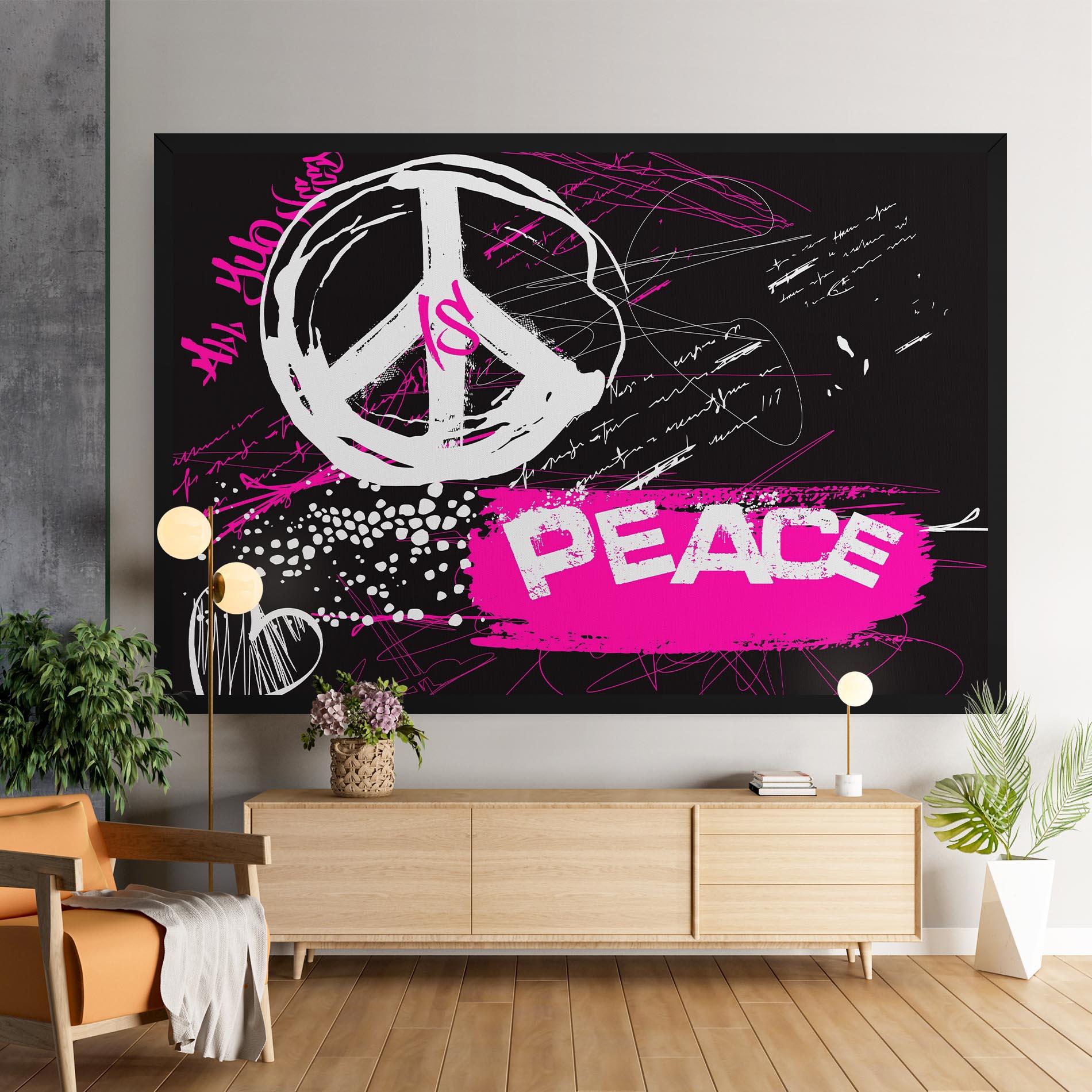 Картина на платно Graffiti Pink Peace mockup 9