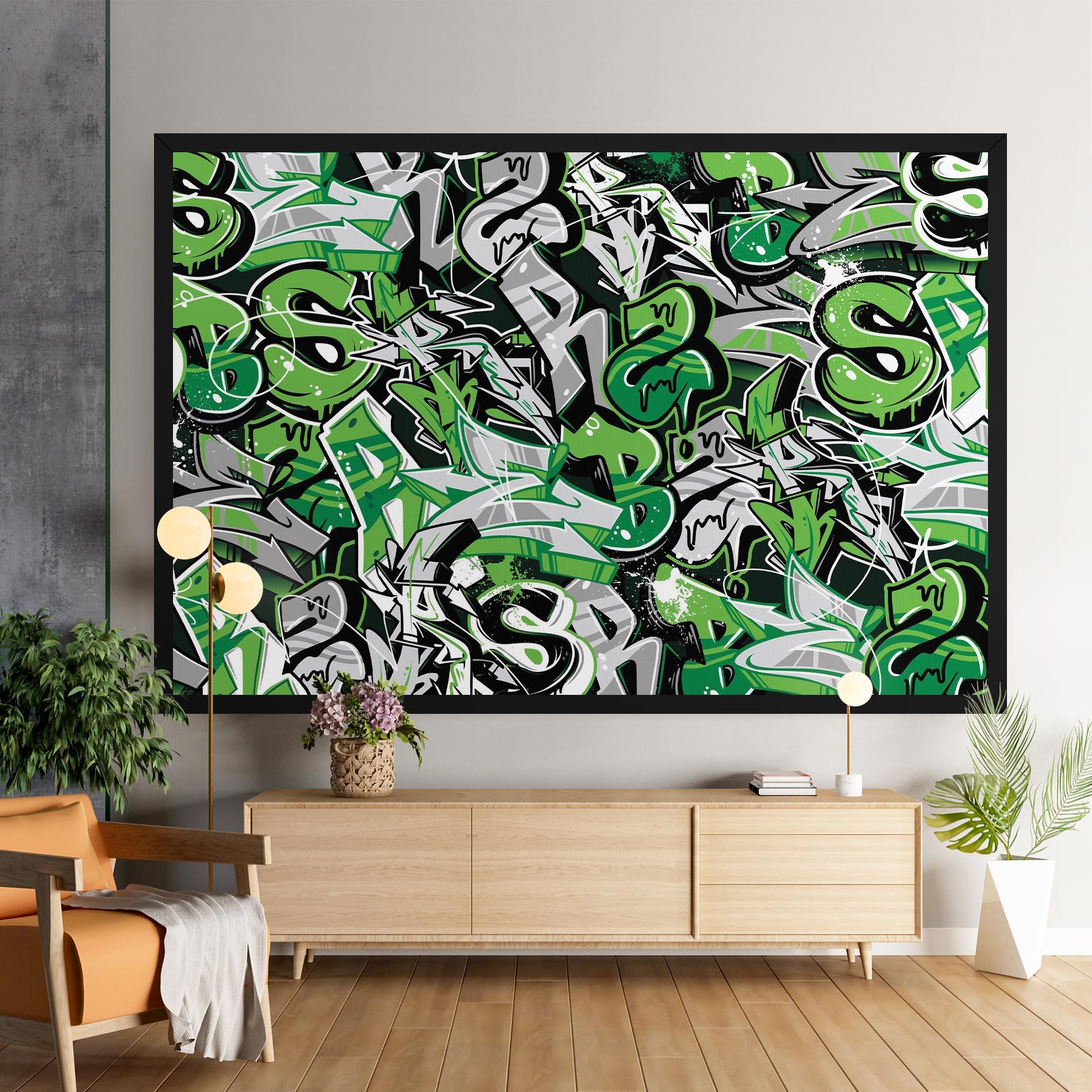 Картина на платно Green Graffiti Letters mockup 9