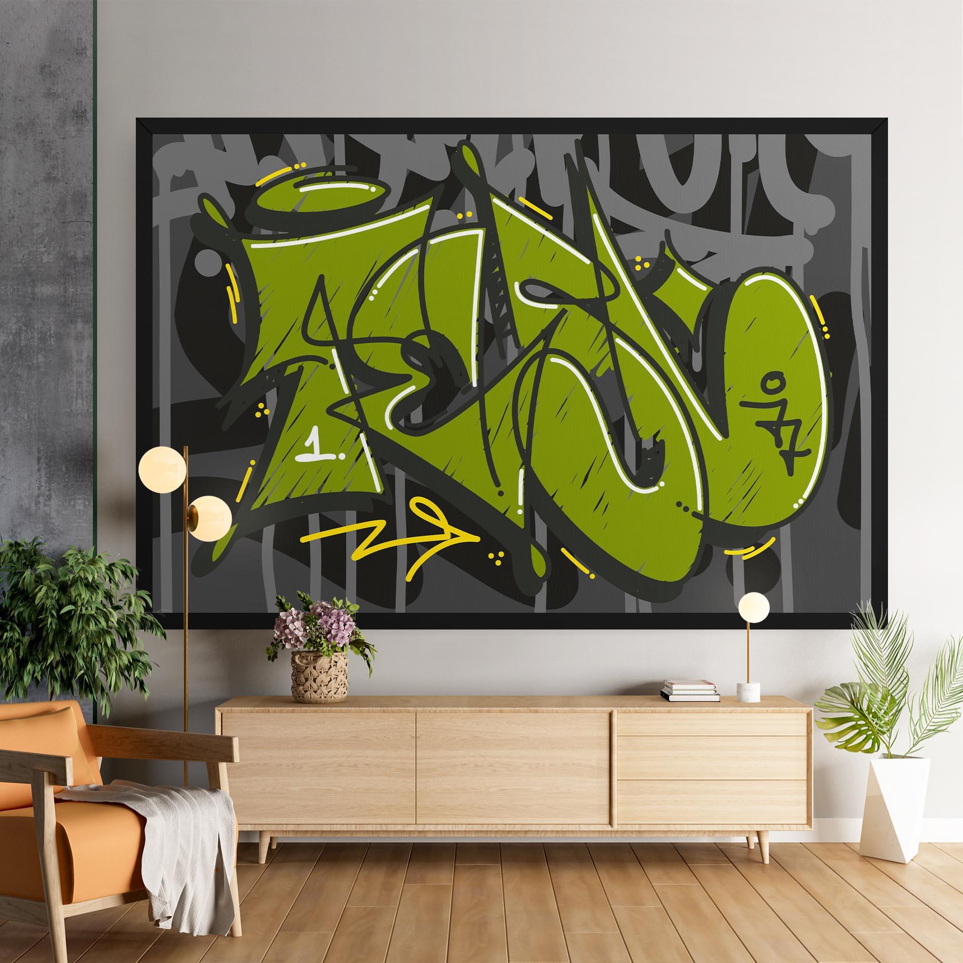 Картина на платно Green Grey Graffti mockup 9